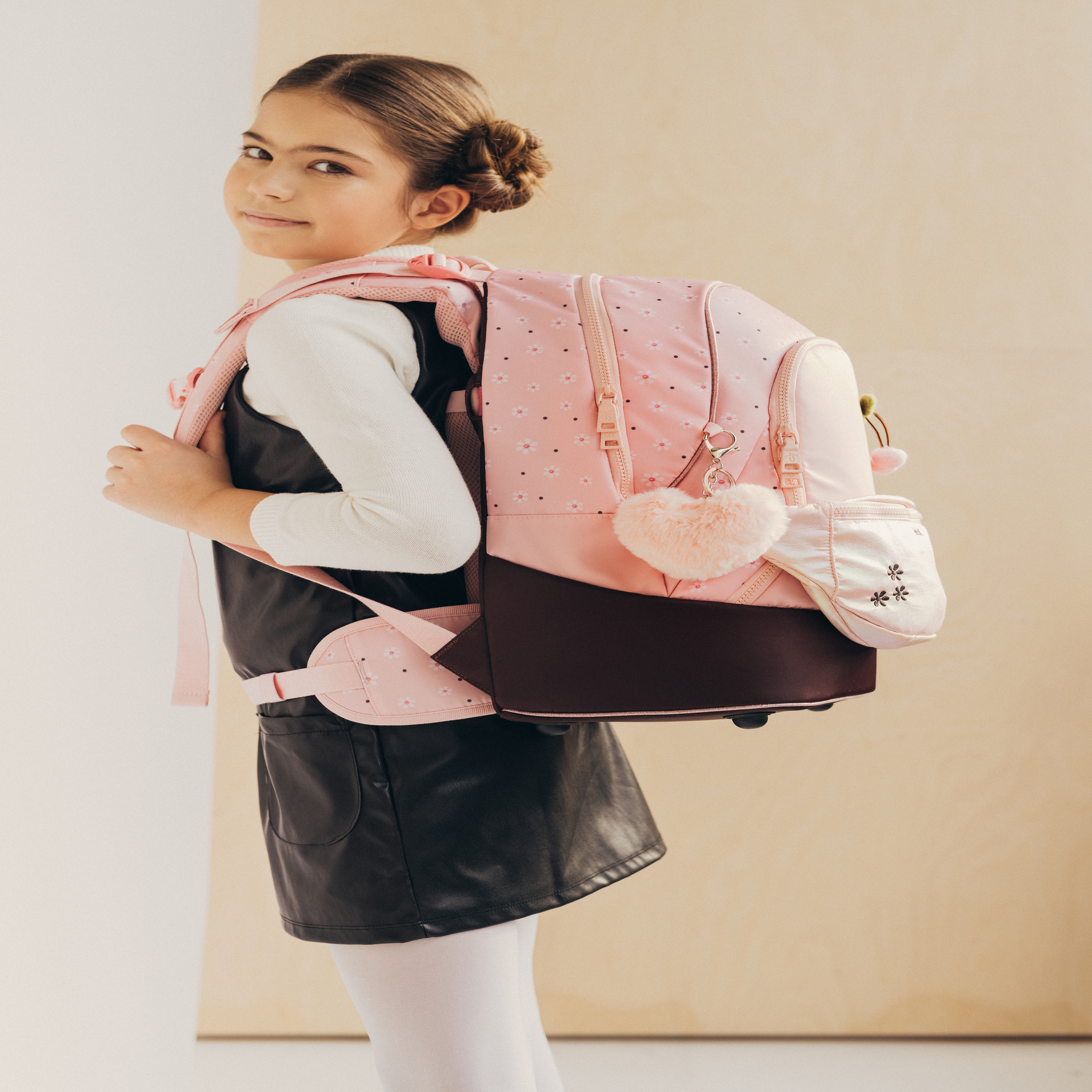 2-IN-1 Schultasche & Gürteltasche 2-teilig - Cherry Blossom