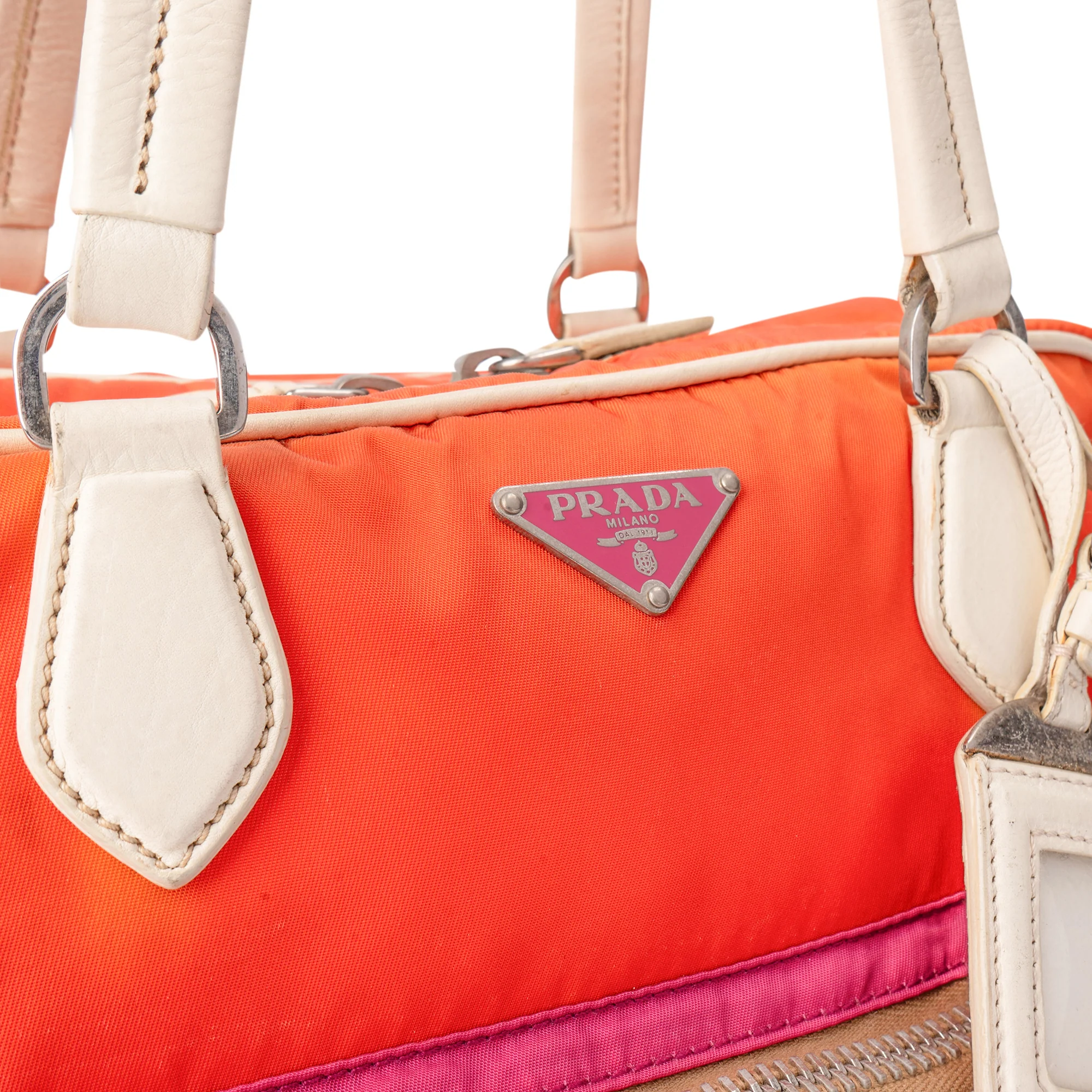 Prada Tricolor Colorblock Nylon Handbag