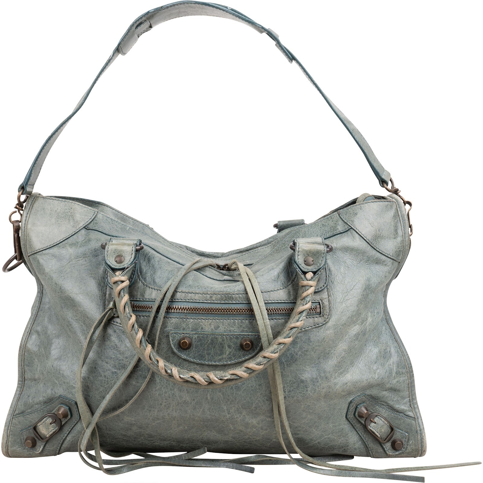 Balenciaga Petrol Leather City Handbag