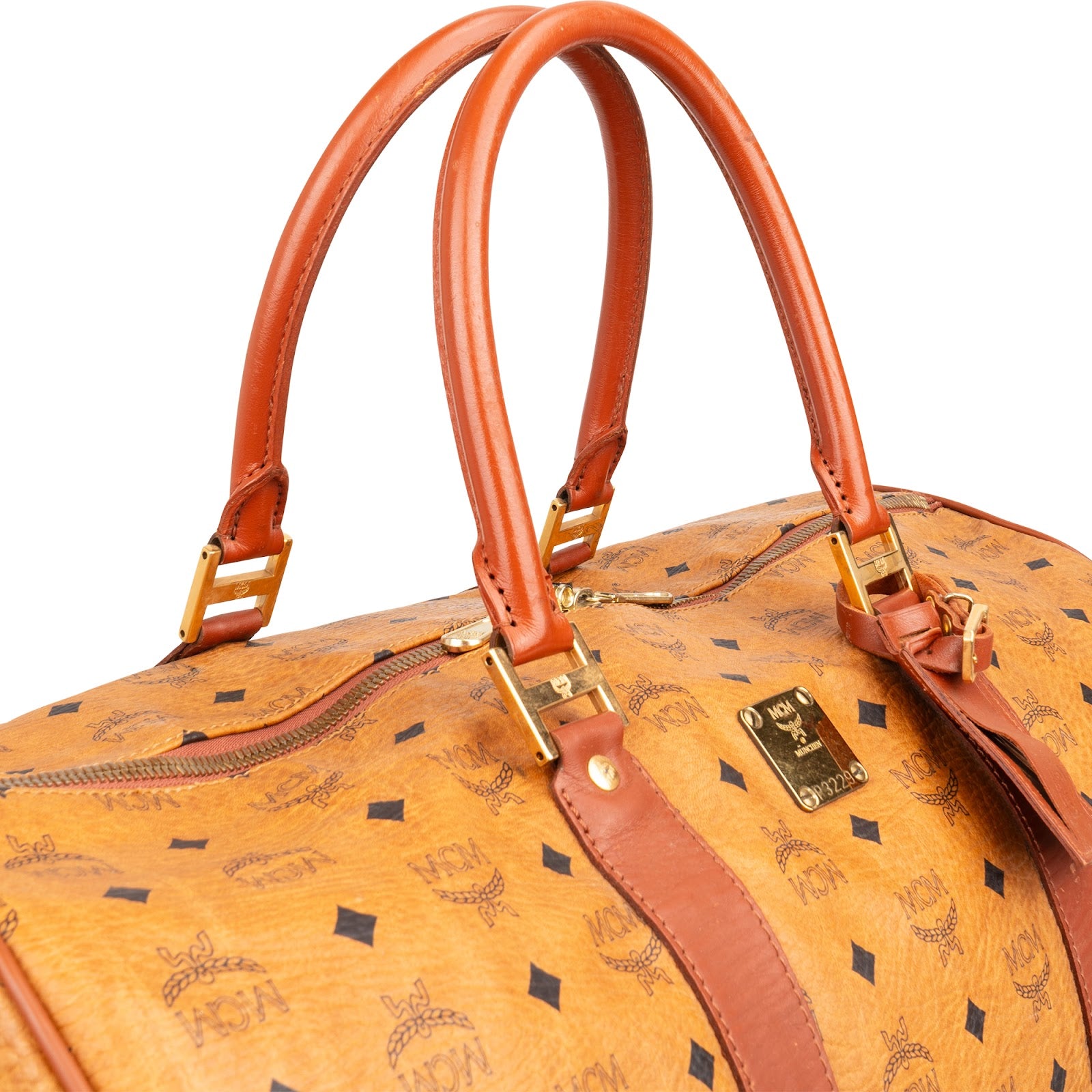 MCM Monogram Visetos Boston Travel Bag 50
