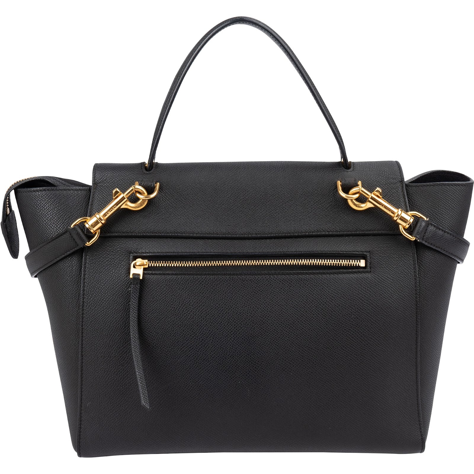Céline Black Leather Grained Calfskin Belt Handbag
