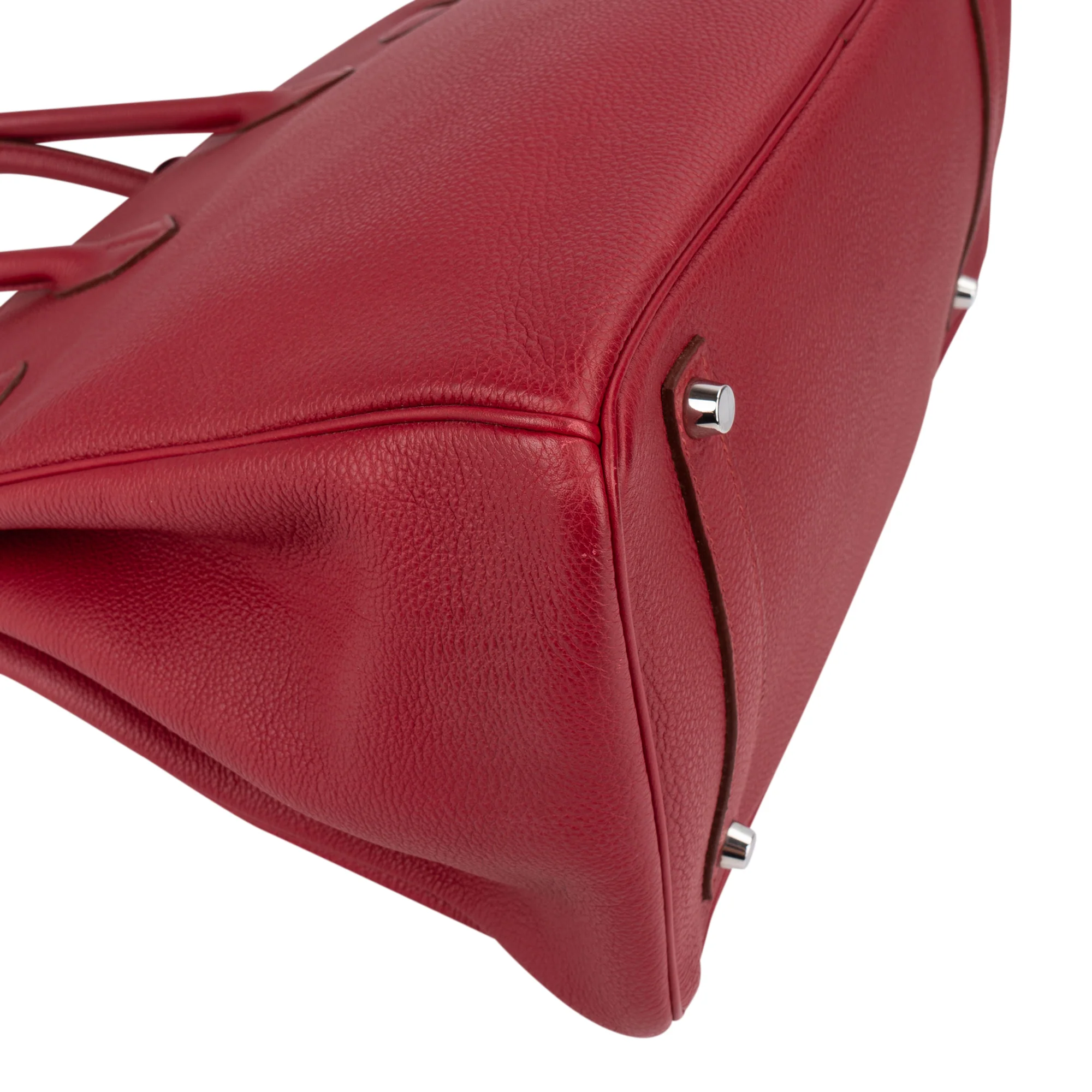 Hermès Clemence Leather Palladium Rouge H Birkin 35 Handbag