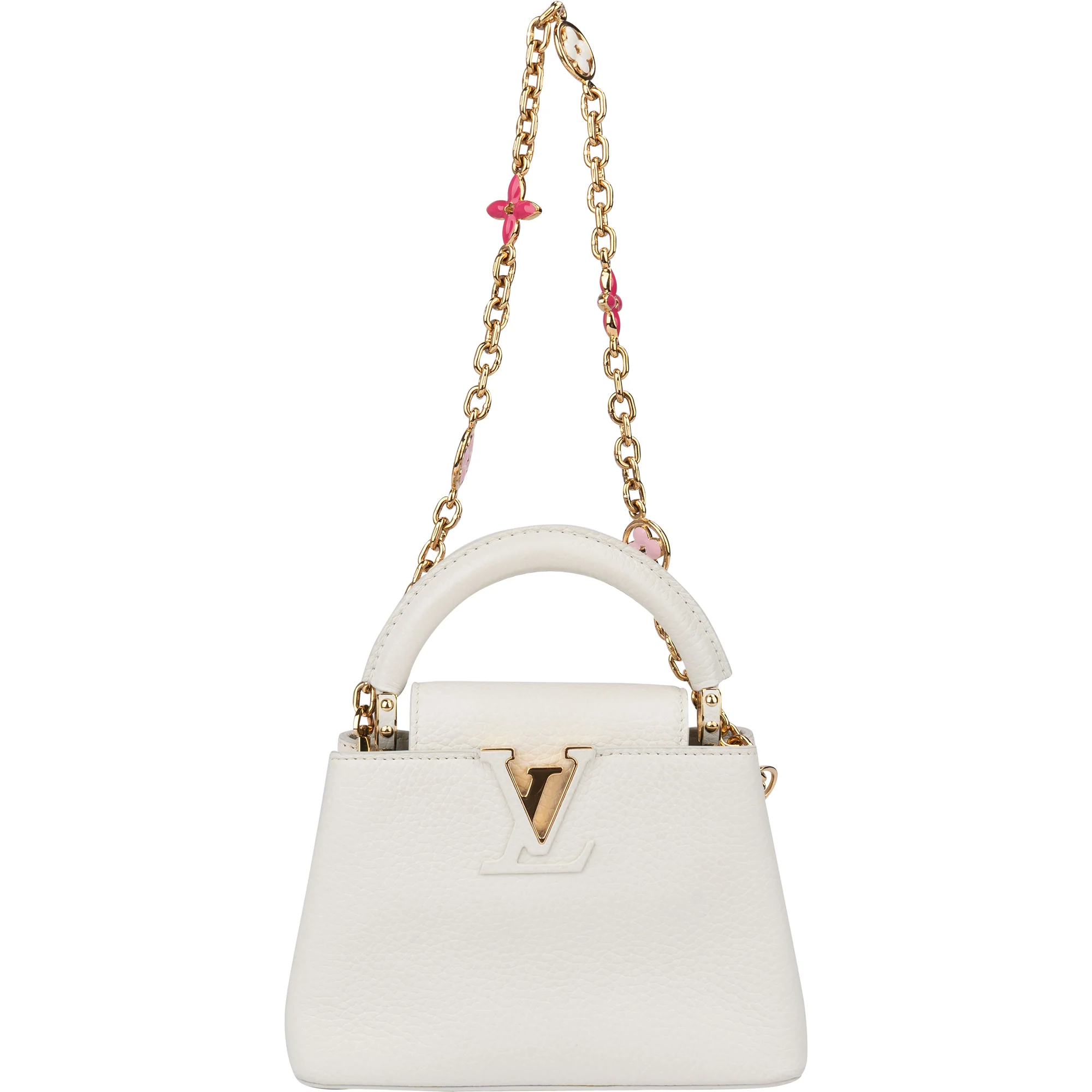 Louis Vuitton White Leather Capucines BB Handbag