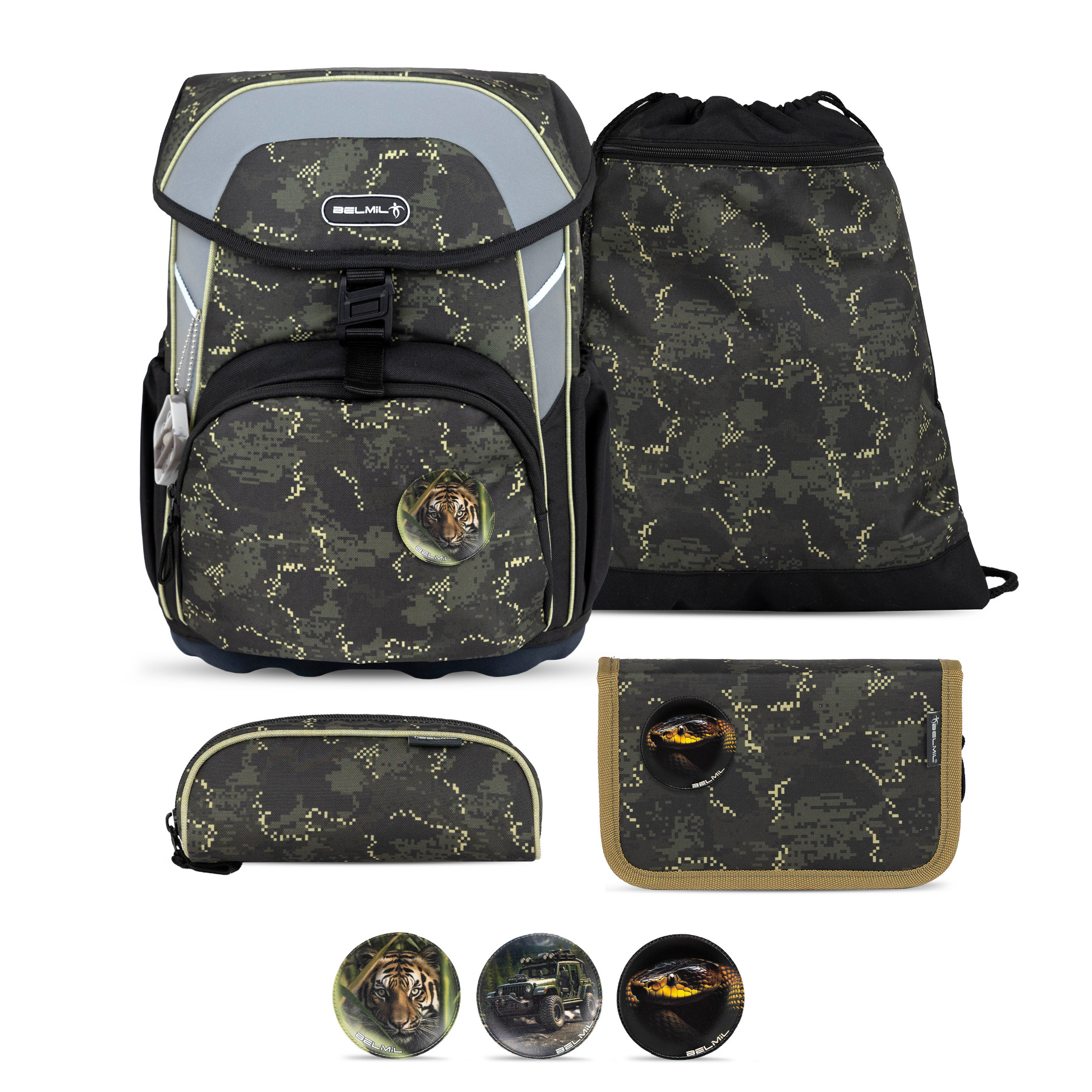 Belmil Maxi ergonomisches Schulranzen-Set 5-teilig "Night Hunter"