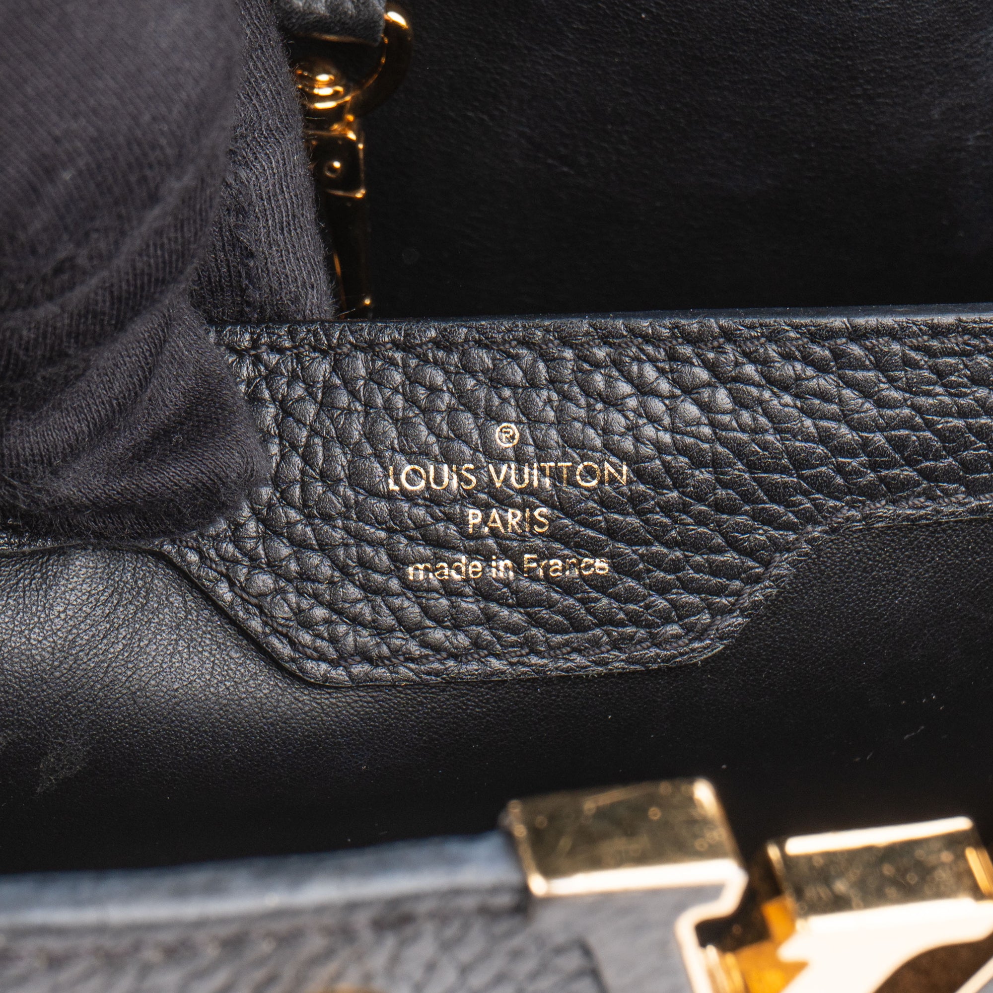 Louis Vuitton Noir Taurillon Pins Capucines PM Handbag