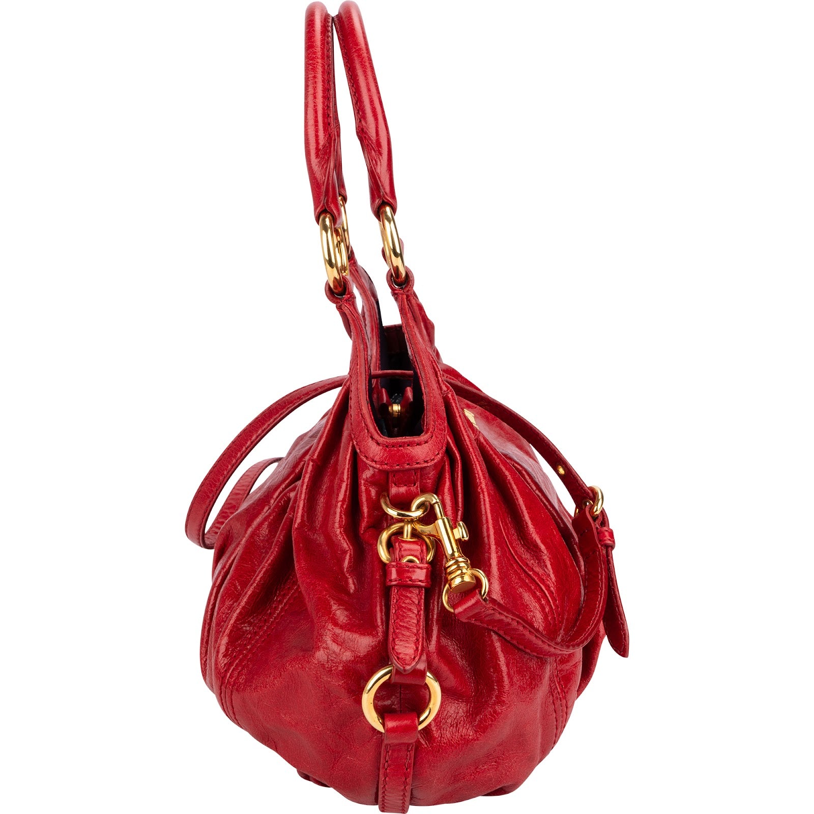 Miu Miu Vitello Lux Coffer Hobo Shoulder Bag