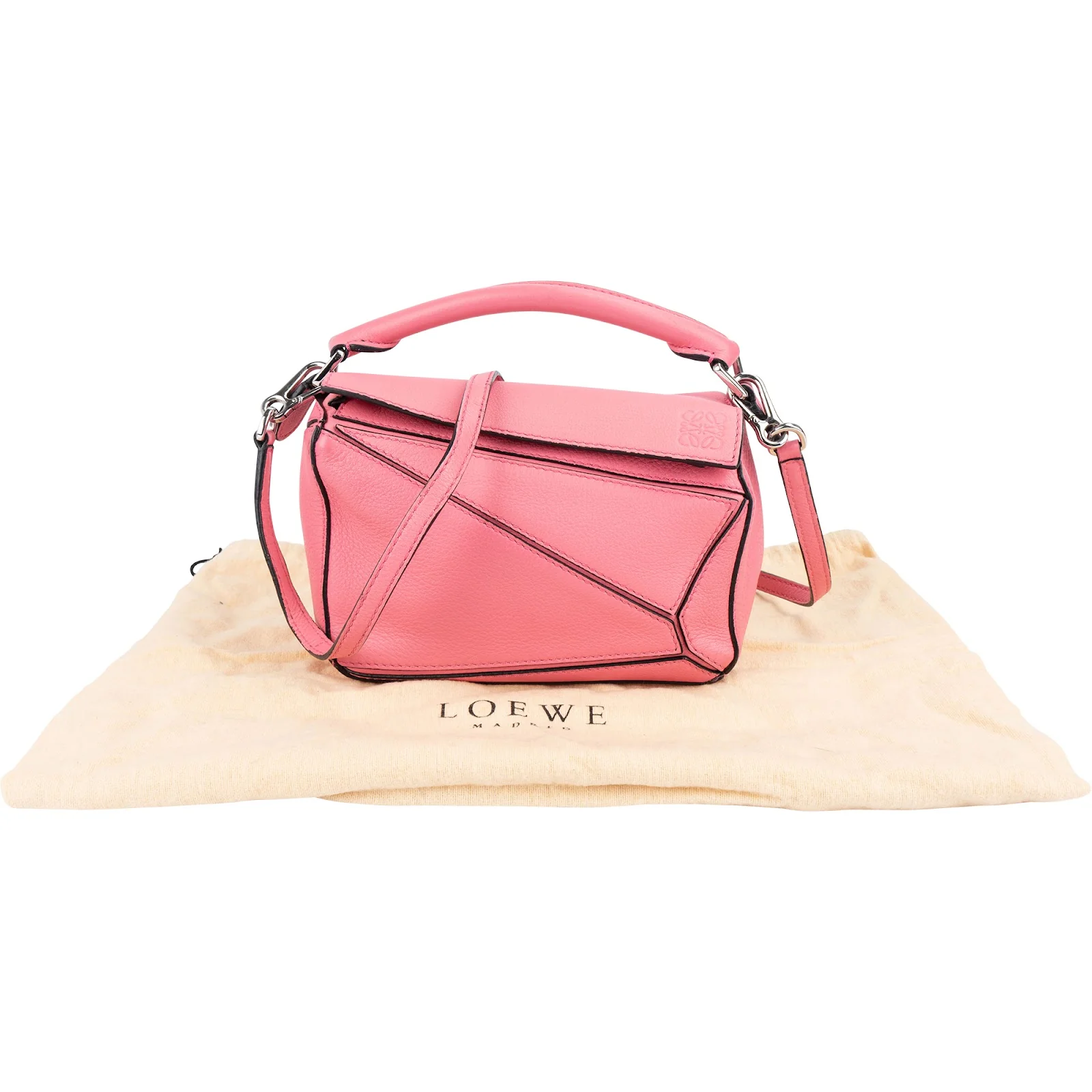 Loewe Pink Leather Puzzle Mini Crossbody Handbag