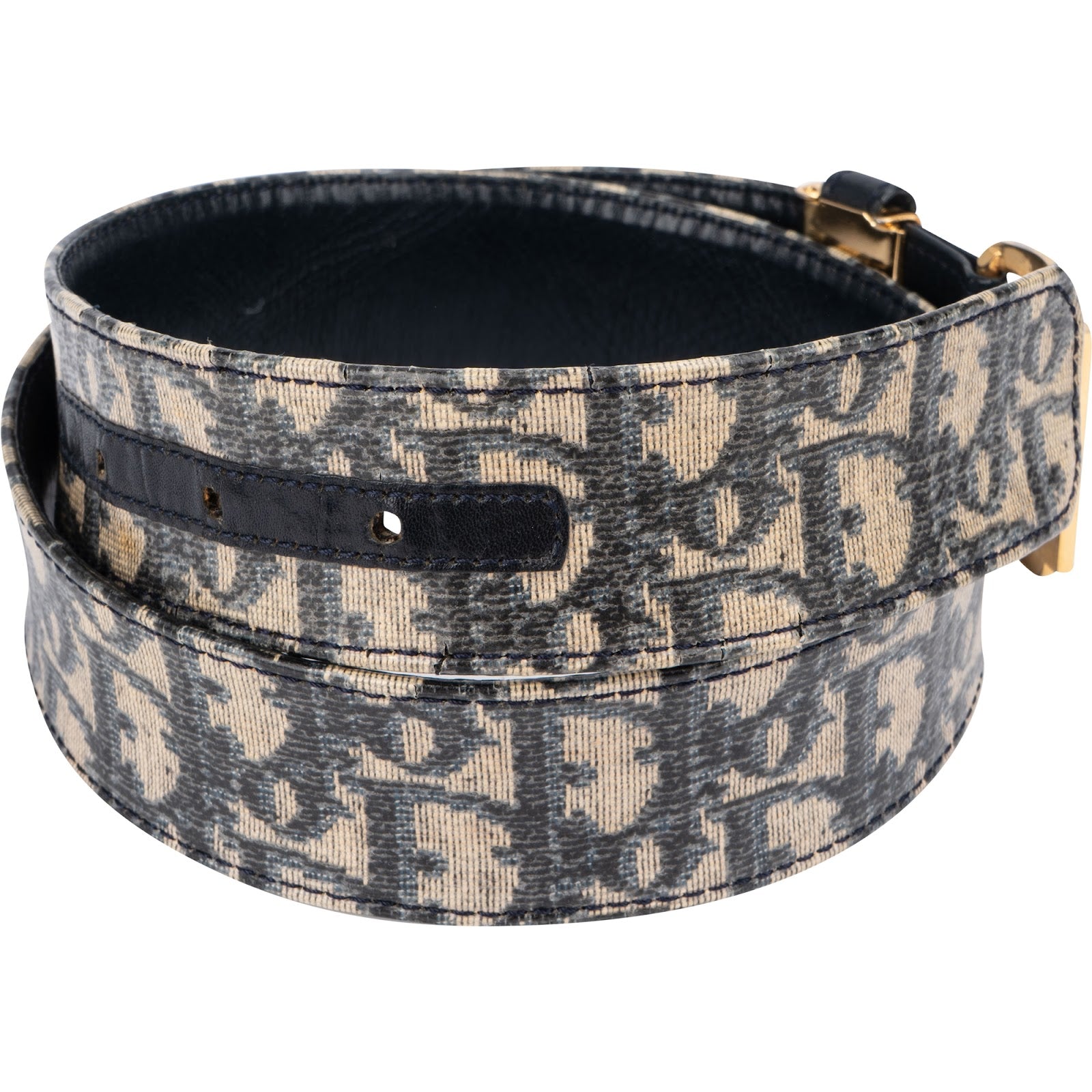 Christian Dior Multicolor Leather Trotter Oblique Canvas Belt (75)