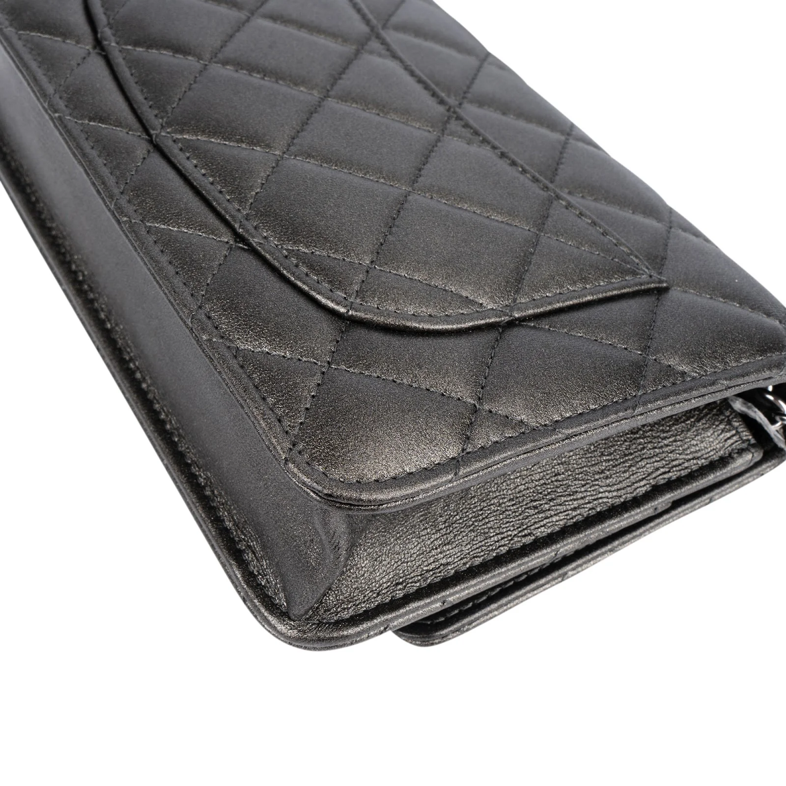Chanel Quilted Metallic Lambskin Leather Wallet On Chain Crossbody Bag