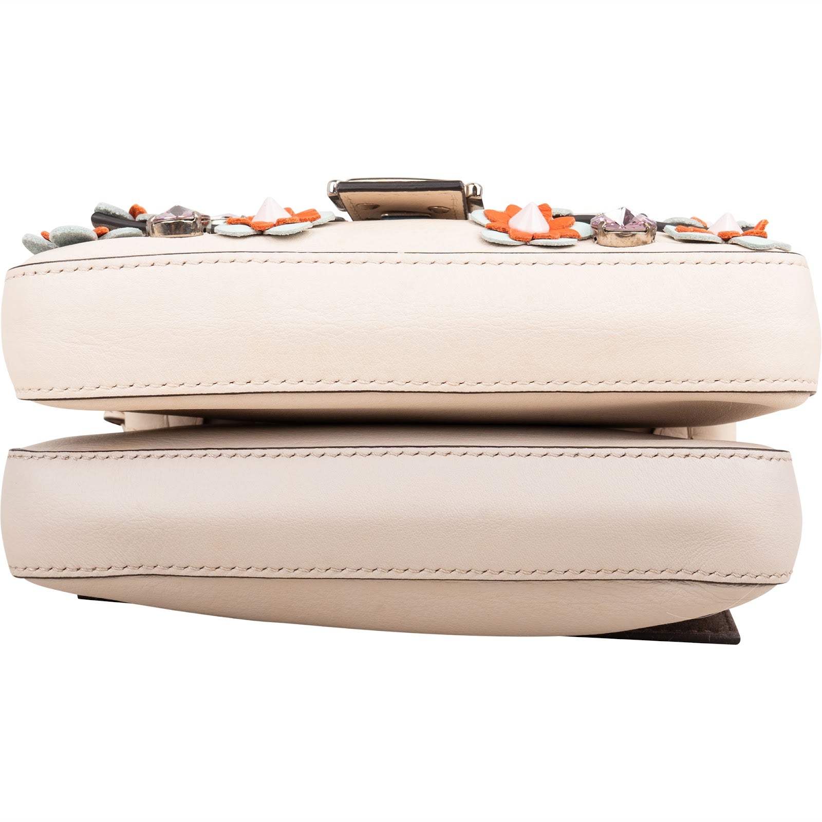 Fendi Leather Flowerland Double Micro Baguette Crossbody Bag