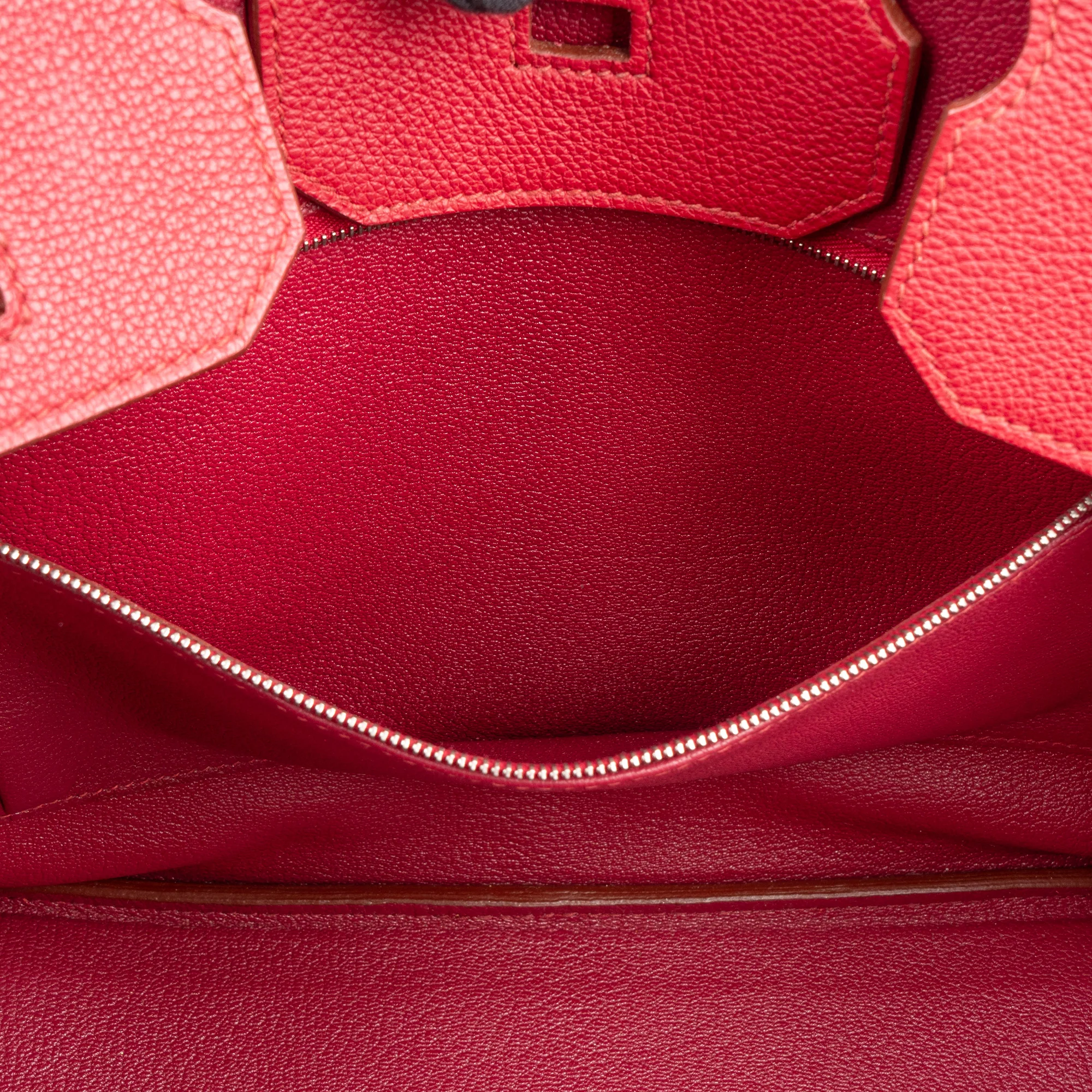 Hermès Clemence Leather Palladium Rouge H Birkin 35 Handbag