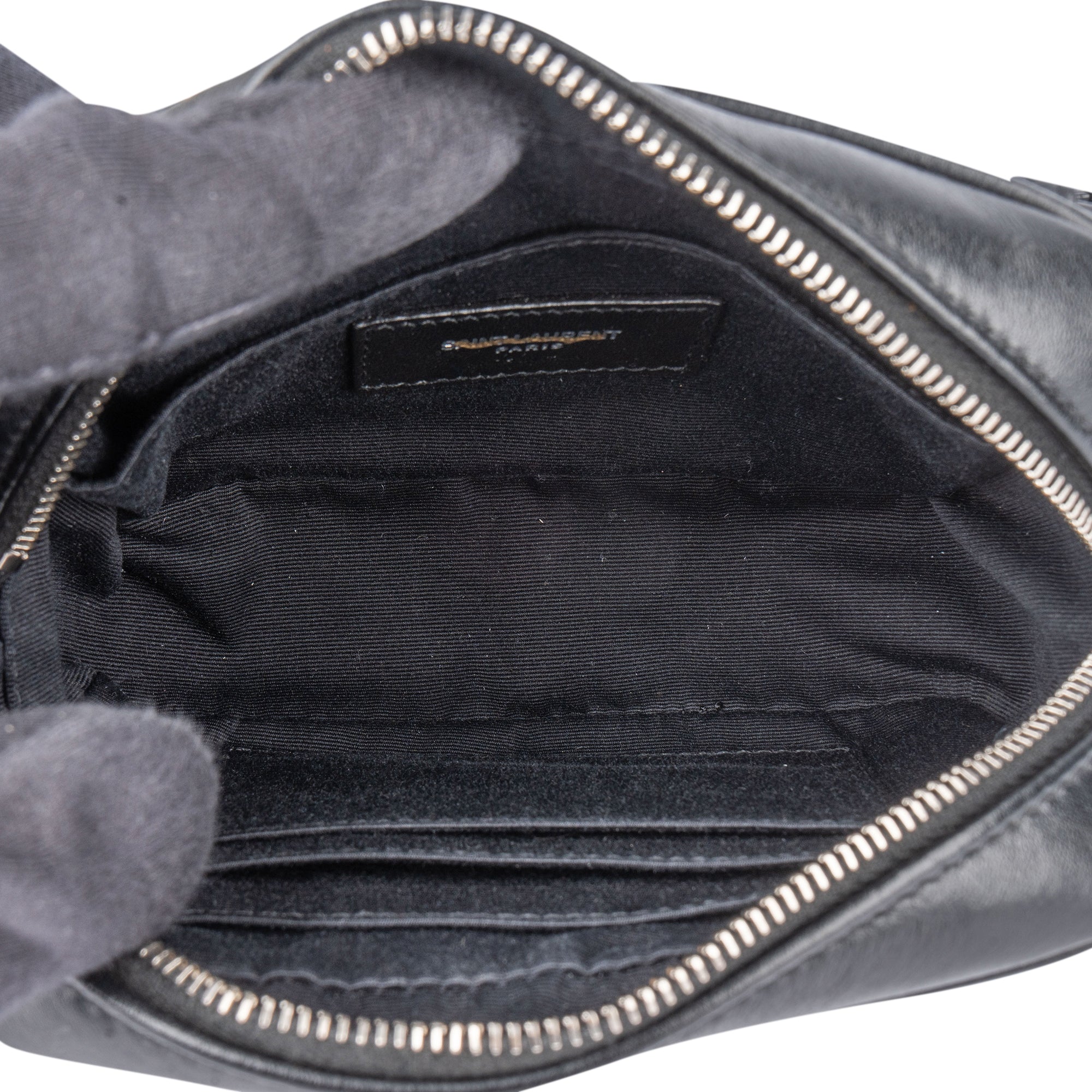 Saint Laurent Black Chevron Leather Lou Crossbody Bum Bag