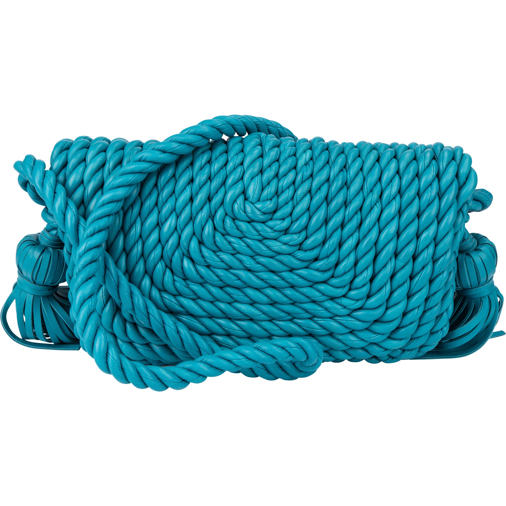 Sac à bandoulière « Torchon » en cuir tressé bleu de Bottega Veneta