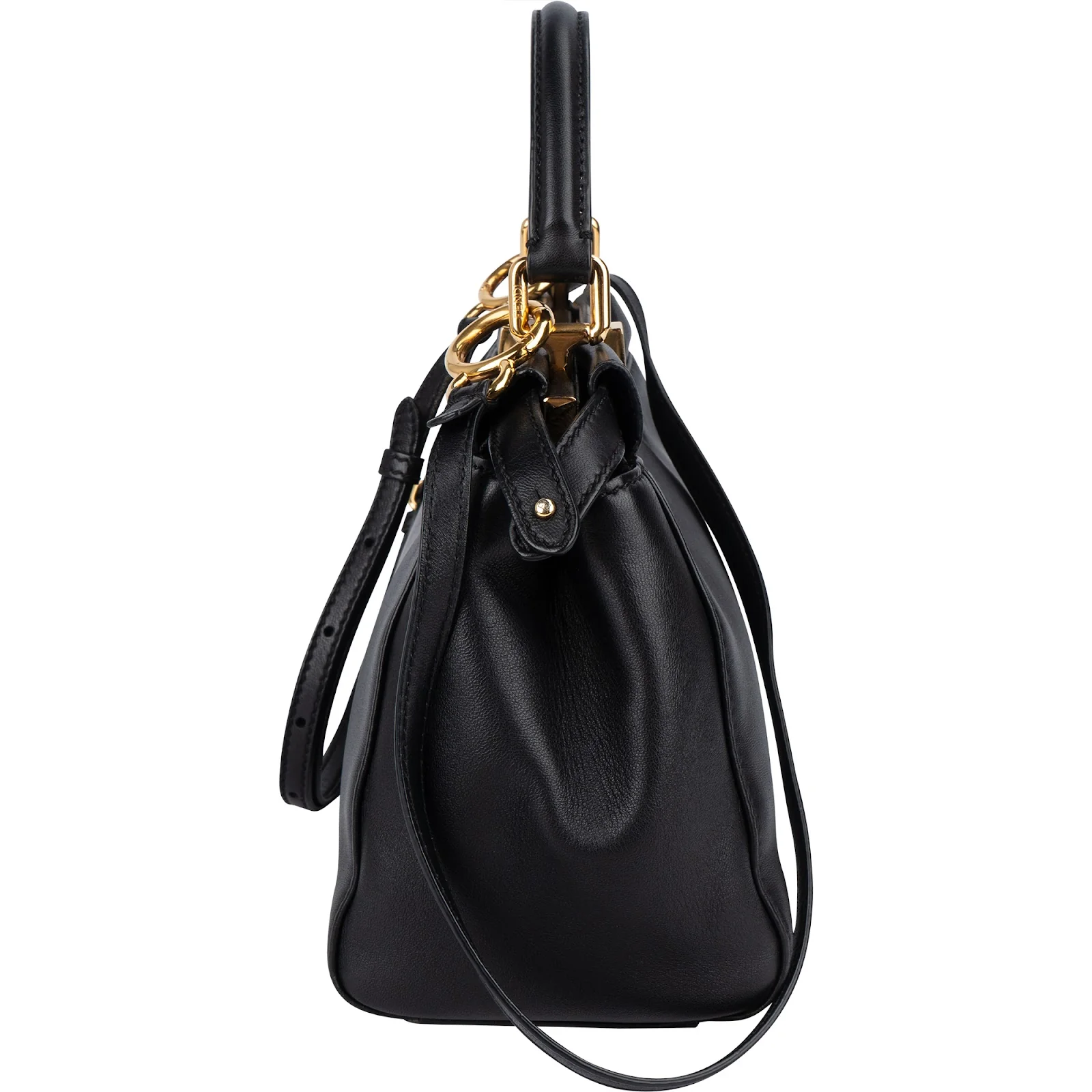 Fendi Black Leather Mini Peekaboo Handbag