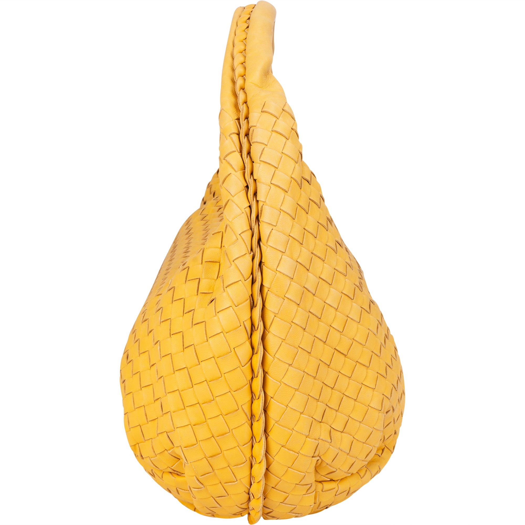Sac hobo « Belly » en cuir Intrecciato jaune de Bottega Veneta