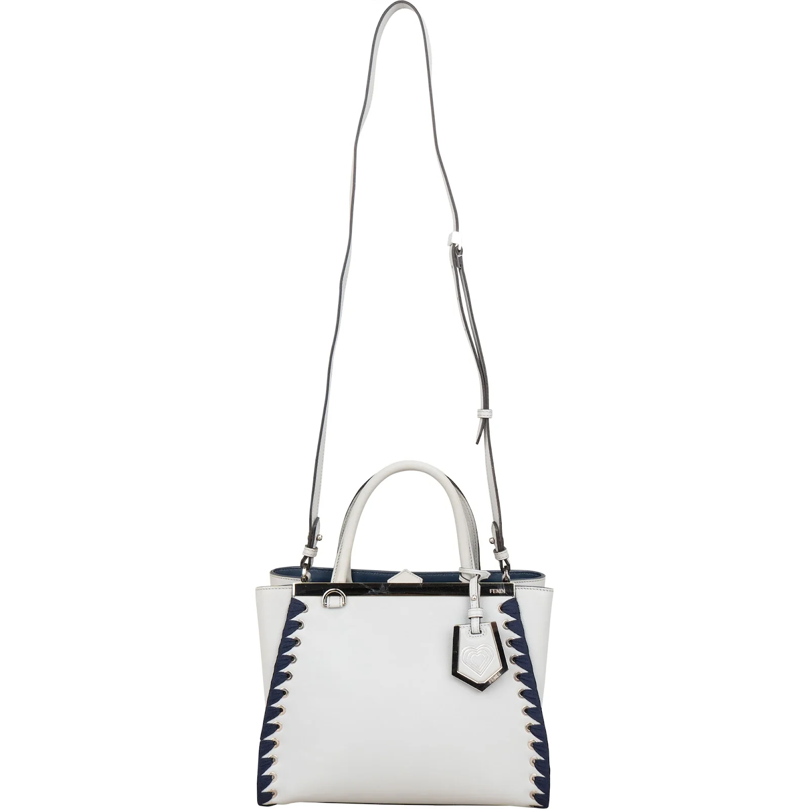 Fendi Light Blue Leather Whipstitch 2Jours Mini Handbag