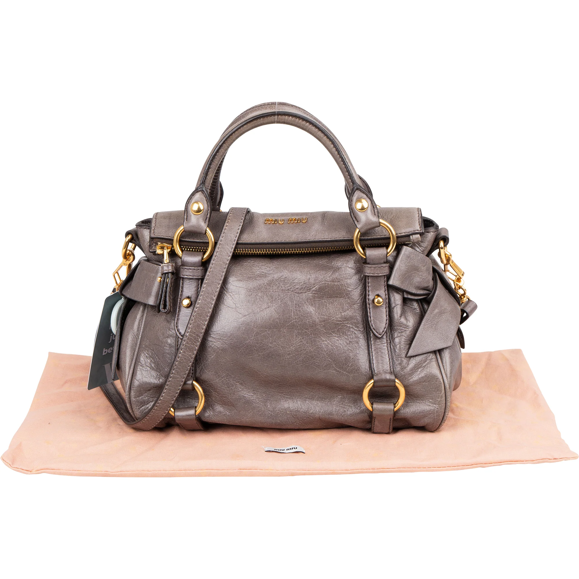 Miu Miu Grey Leather City Handbag