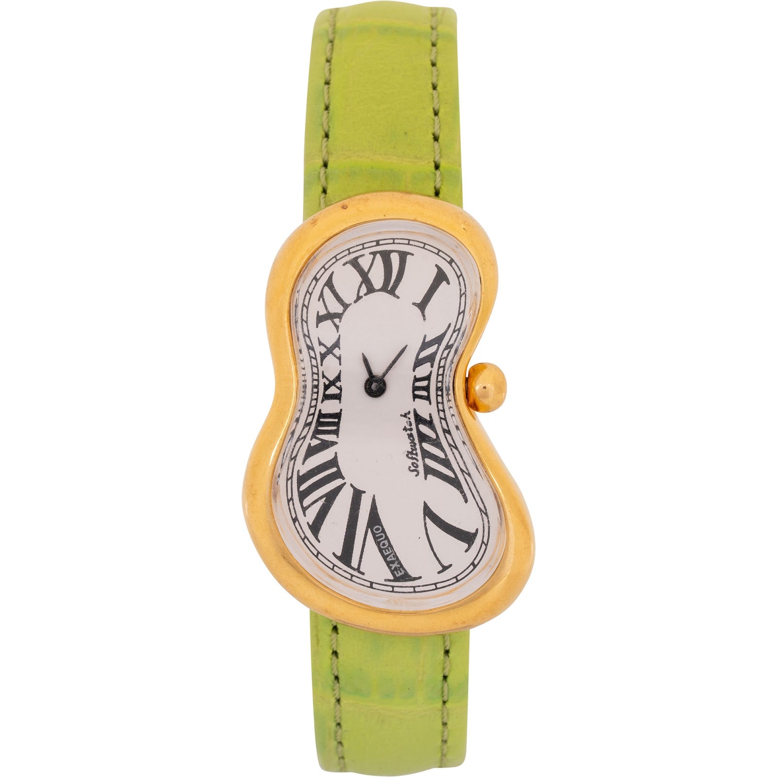 Exaequo Gold Tone Green Leather Soft Damenuhr