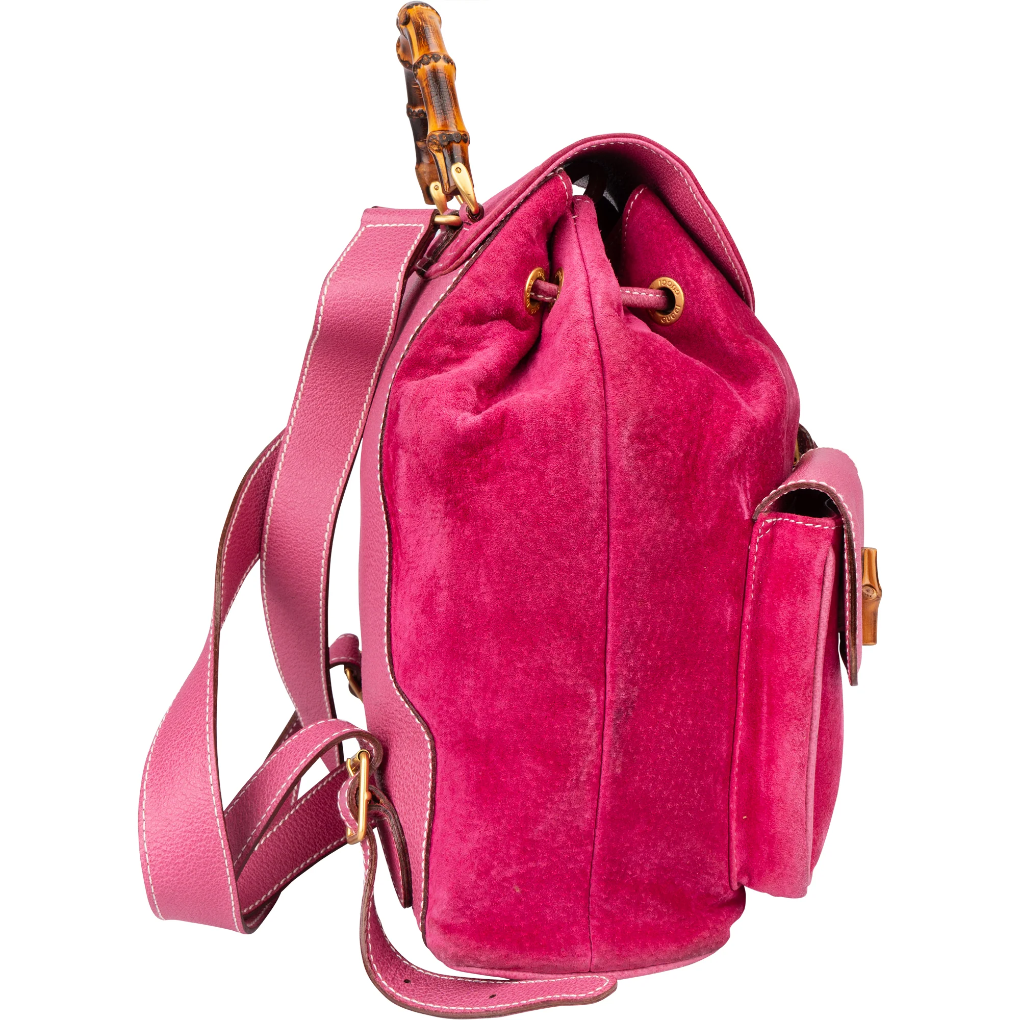 Gucci Pink Suede Bamboo Rucksack