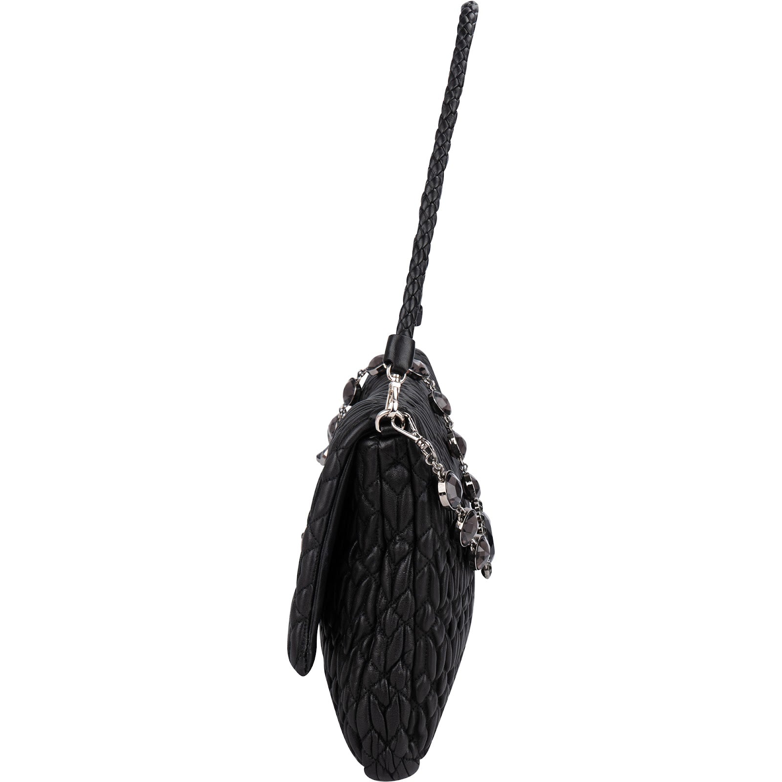 Miu Miu Matelassé Nappa Leather Hobo Crystal Embellishment Shoulder Bag
