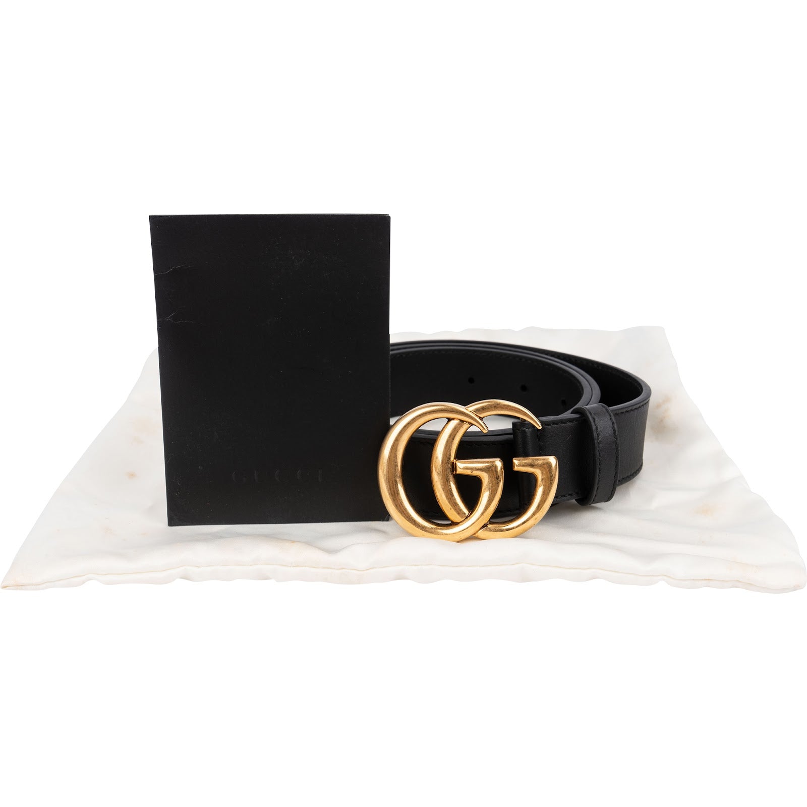 Gucci Black Leather GG Marmont Gürtel (85 / 34)