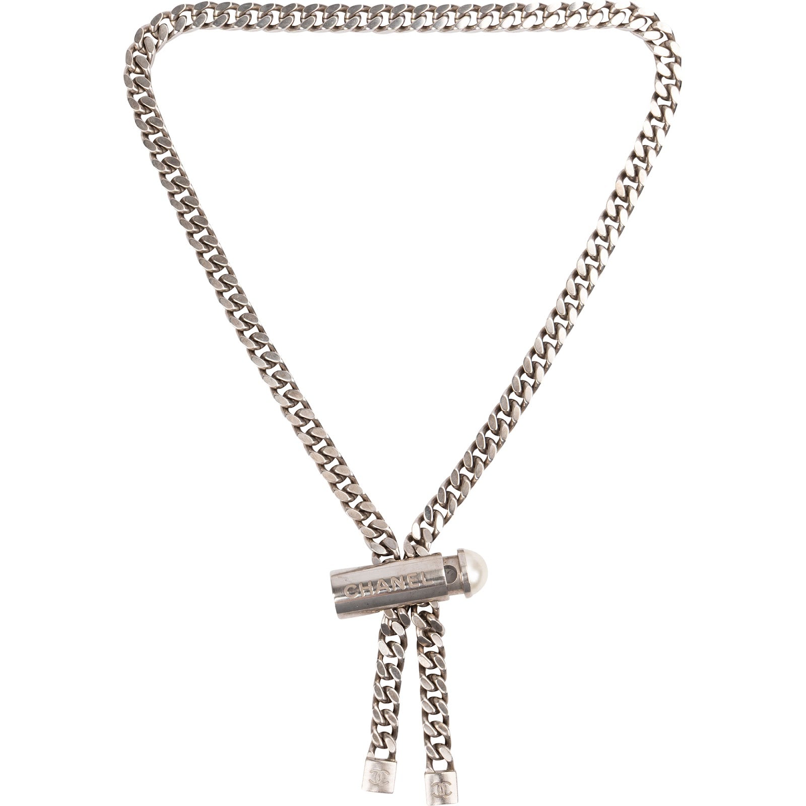 Chanel – Lariat-bolo-ketting van palladiumzilver