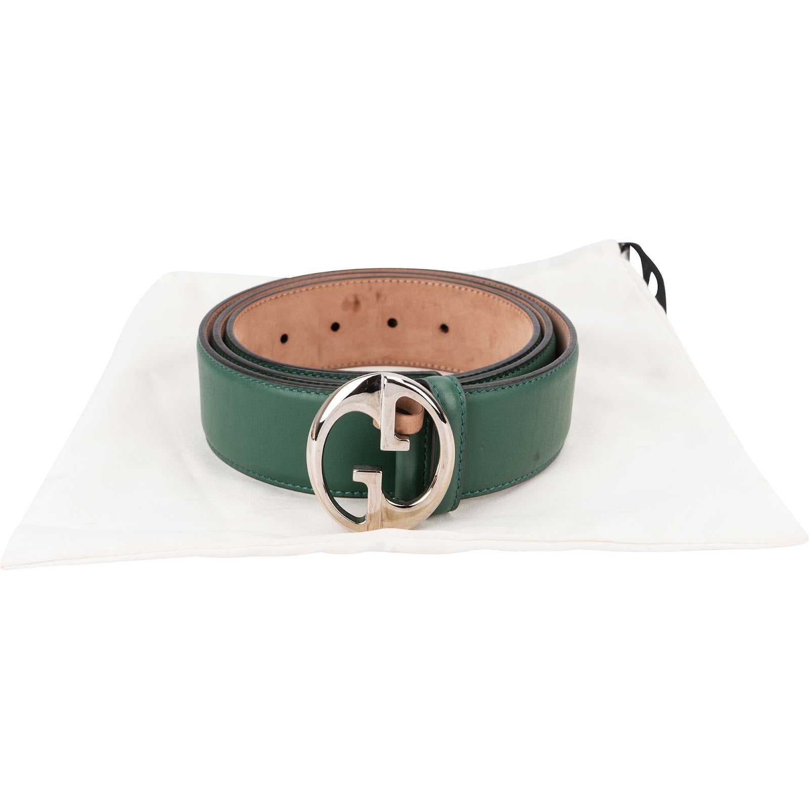 Gucci Green Leather Interlocking G Buckle Belt