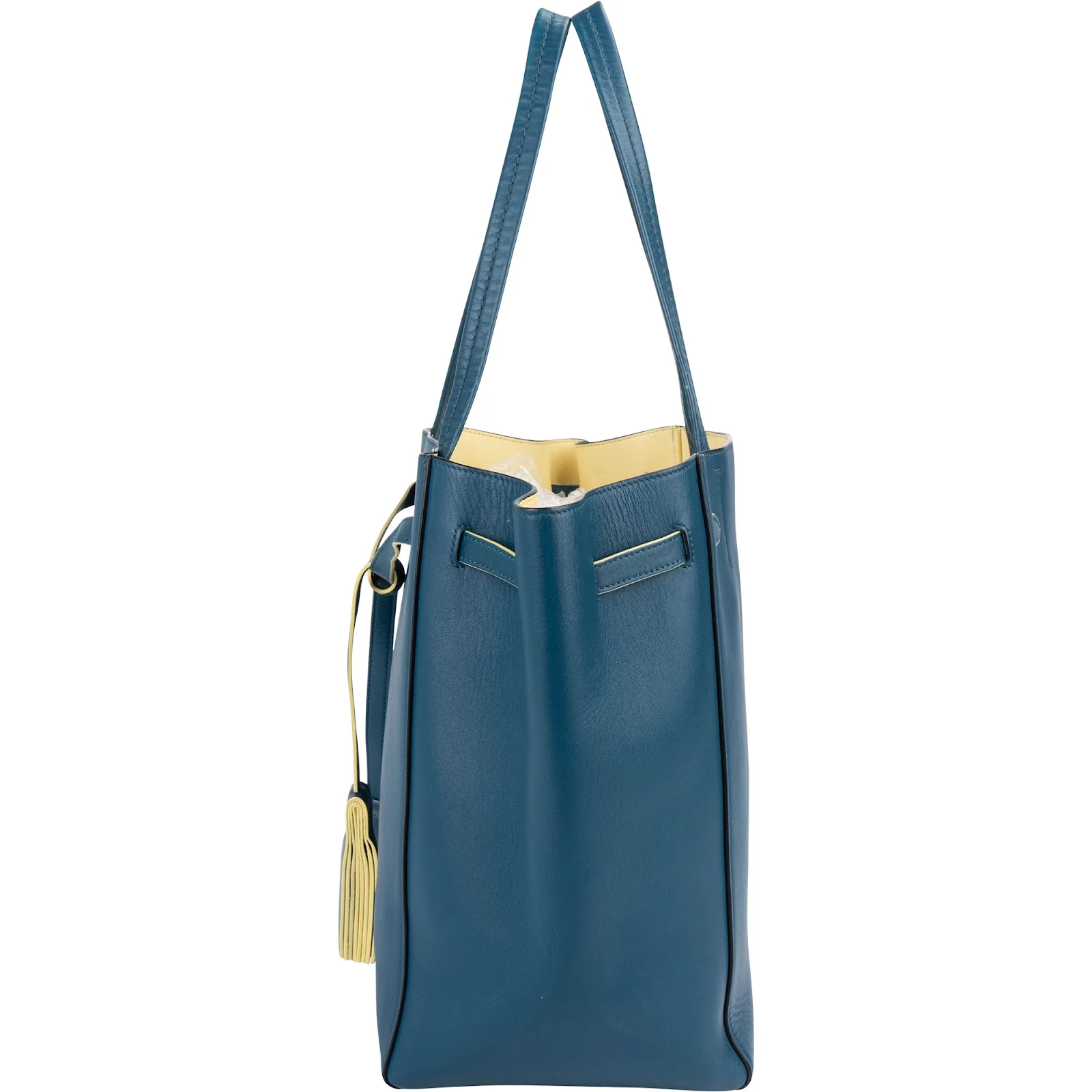 Céline Blue Leather Cabas Phantom Drawstring Tassel Shoulder Bag