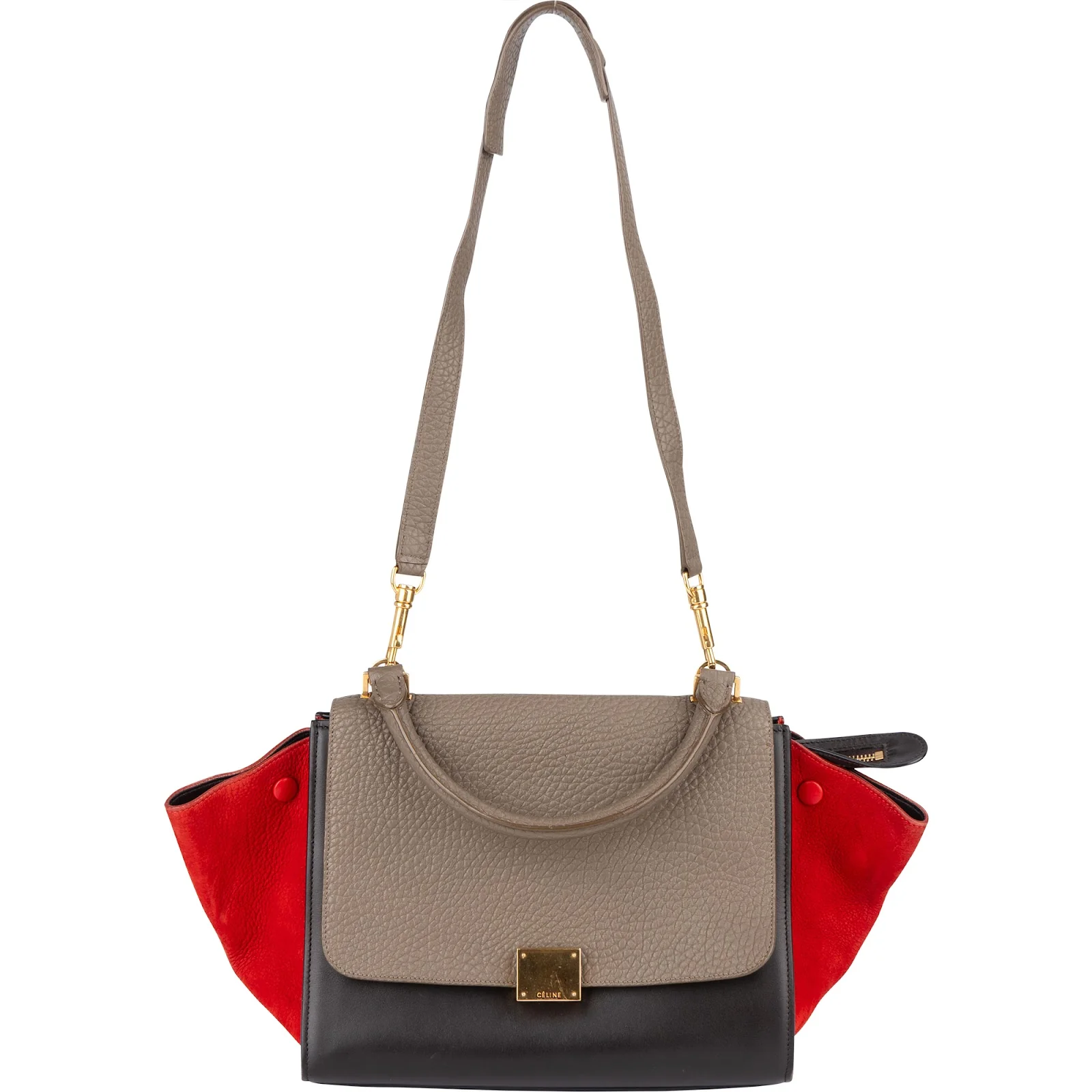 Céline Suede Leather Trapeze Handbag Tricolor