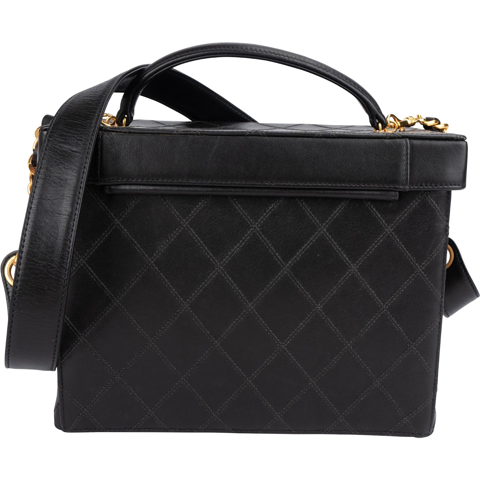Chanel Jumbo Quilted Lambskin 24K Gold CC Vanity Case Handbag
