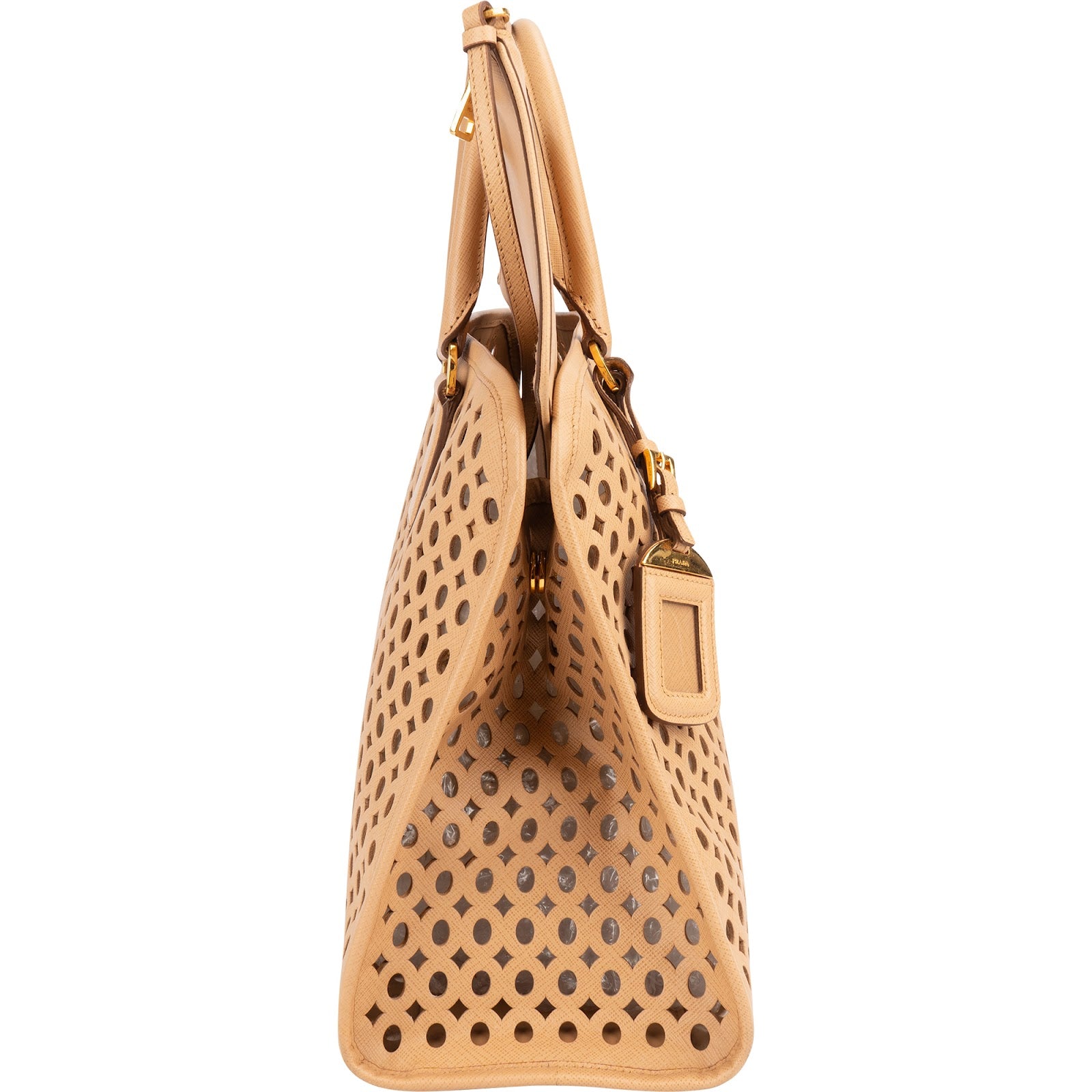 Prada Saffiano Leather Perforated Fori Tote Handbag