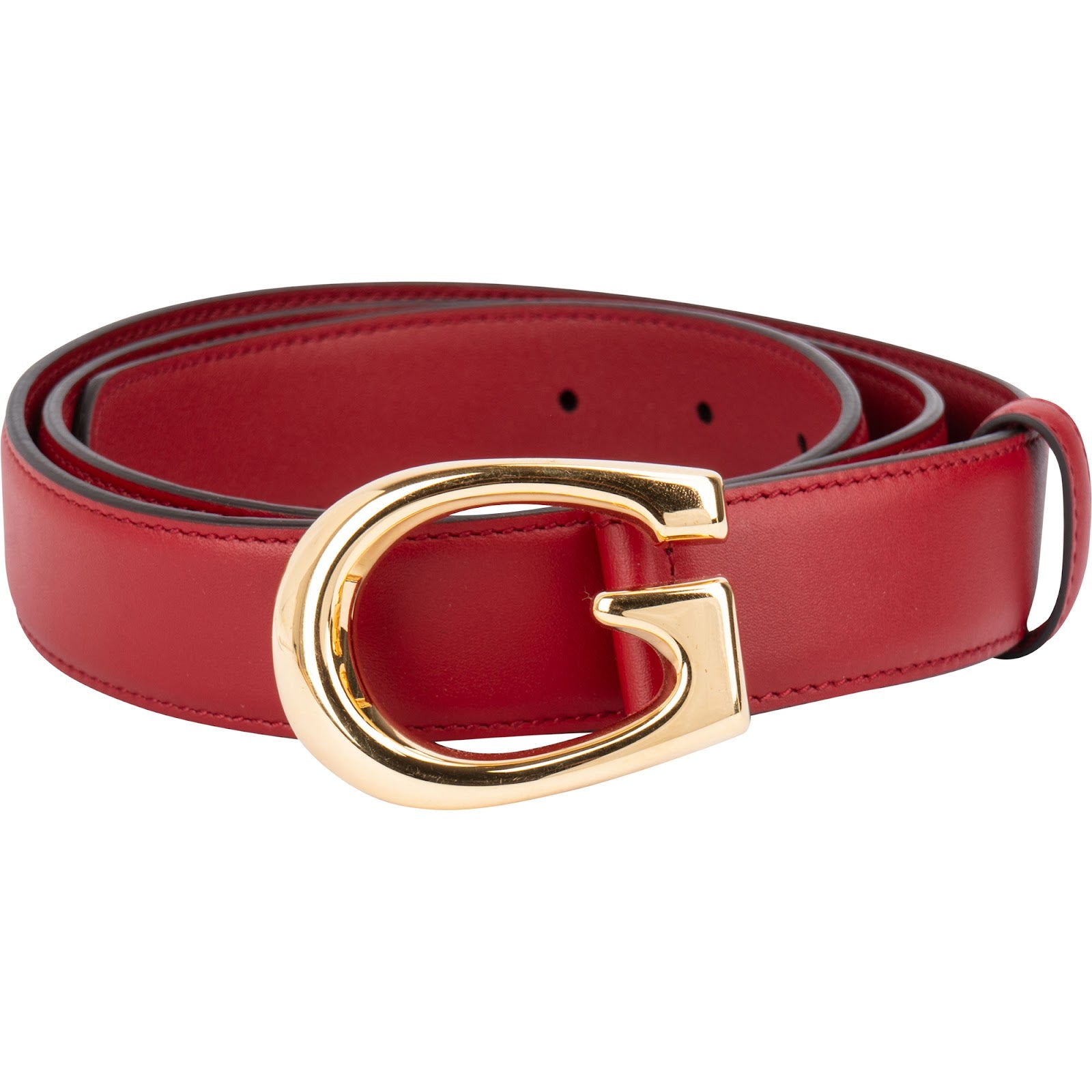 Gucci Red Leather Framed G Buckle Gürtel