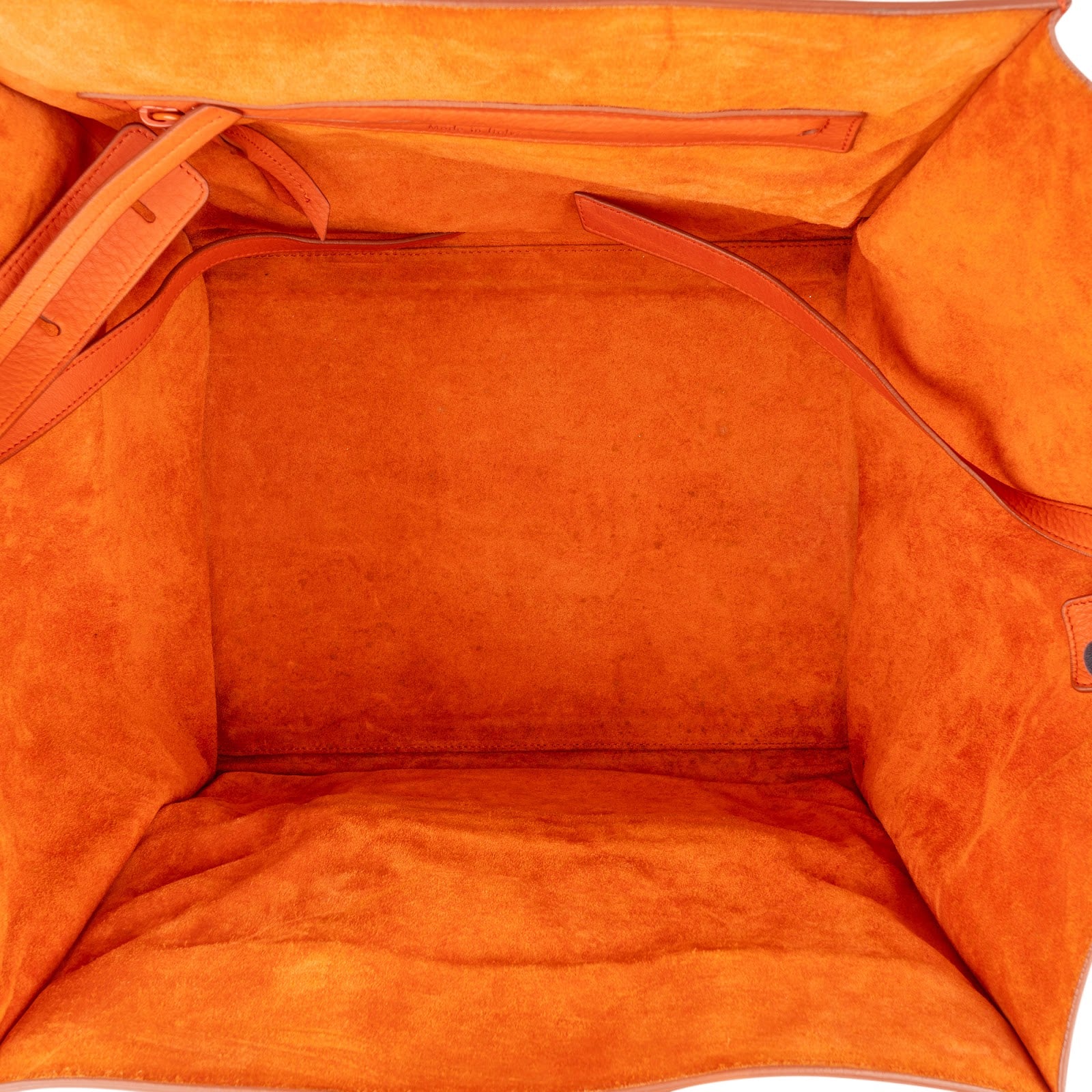 Céline Orange Drummed Calfskin Phantom Handbag