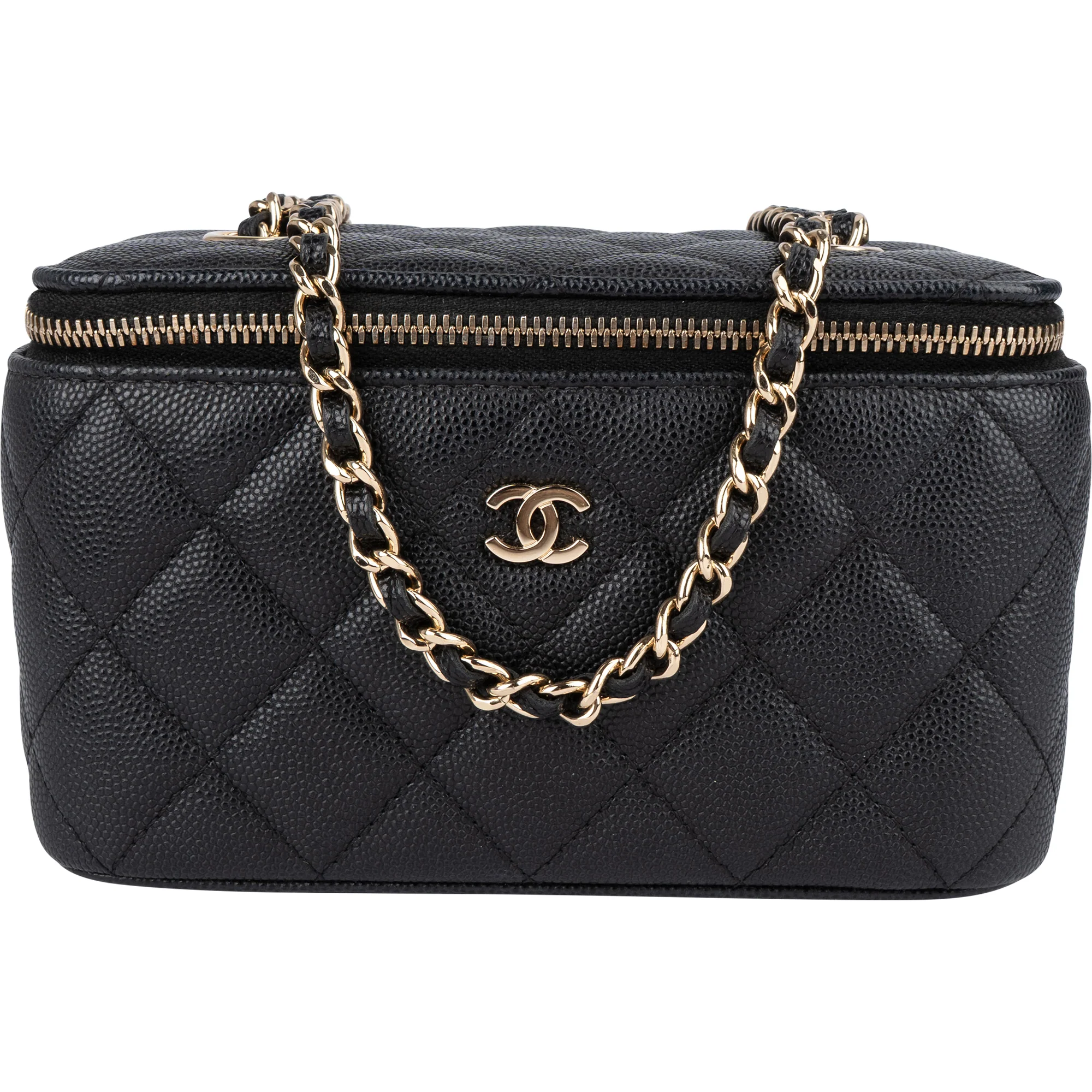 Chanel Quilted Caviar Leather Vanity Case Crossbody Bag
