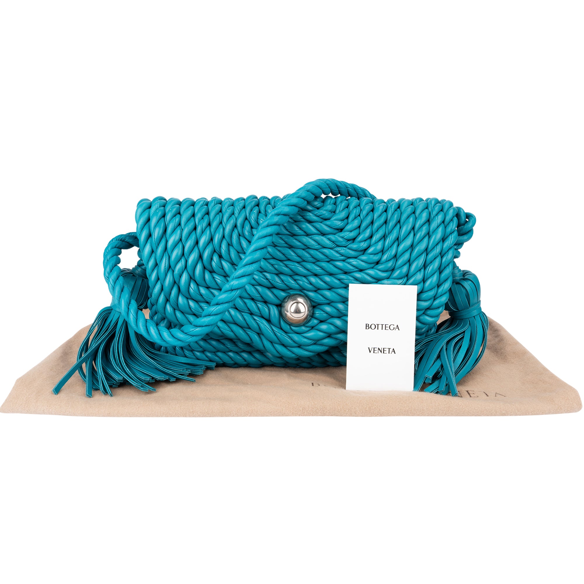 Sac à bandoulière « Torchon » en cuir tressé bleu de Bottega Veneta