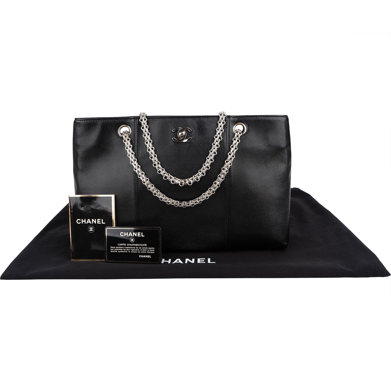 Chanel Caviar Leather Bijoux Chain Tote Shoulder Bag