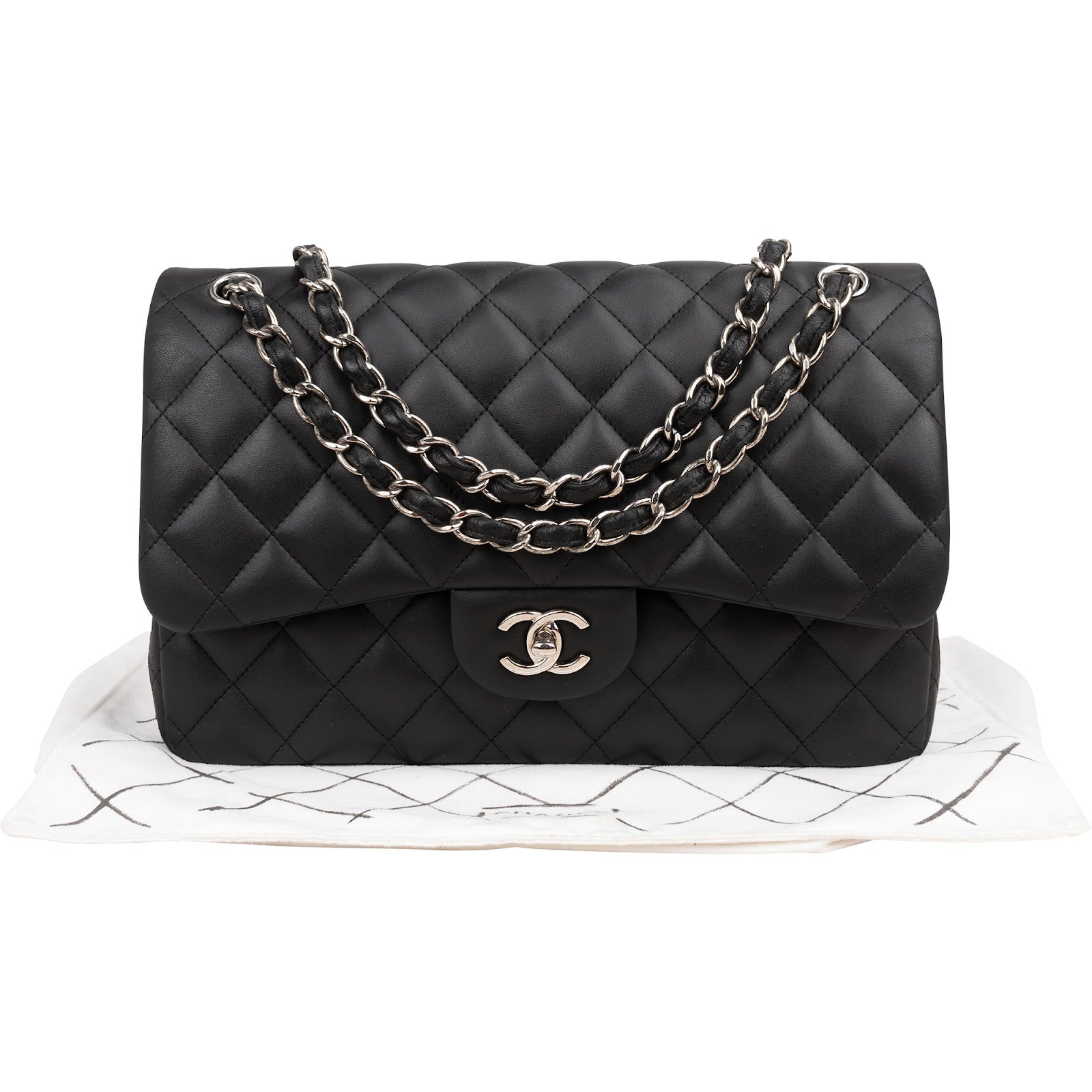 Chanel Quilted Lambskin Jumbo Double Flap Crossbody Bag