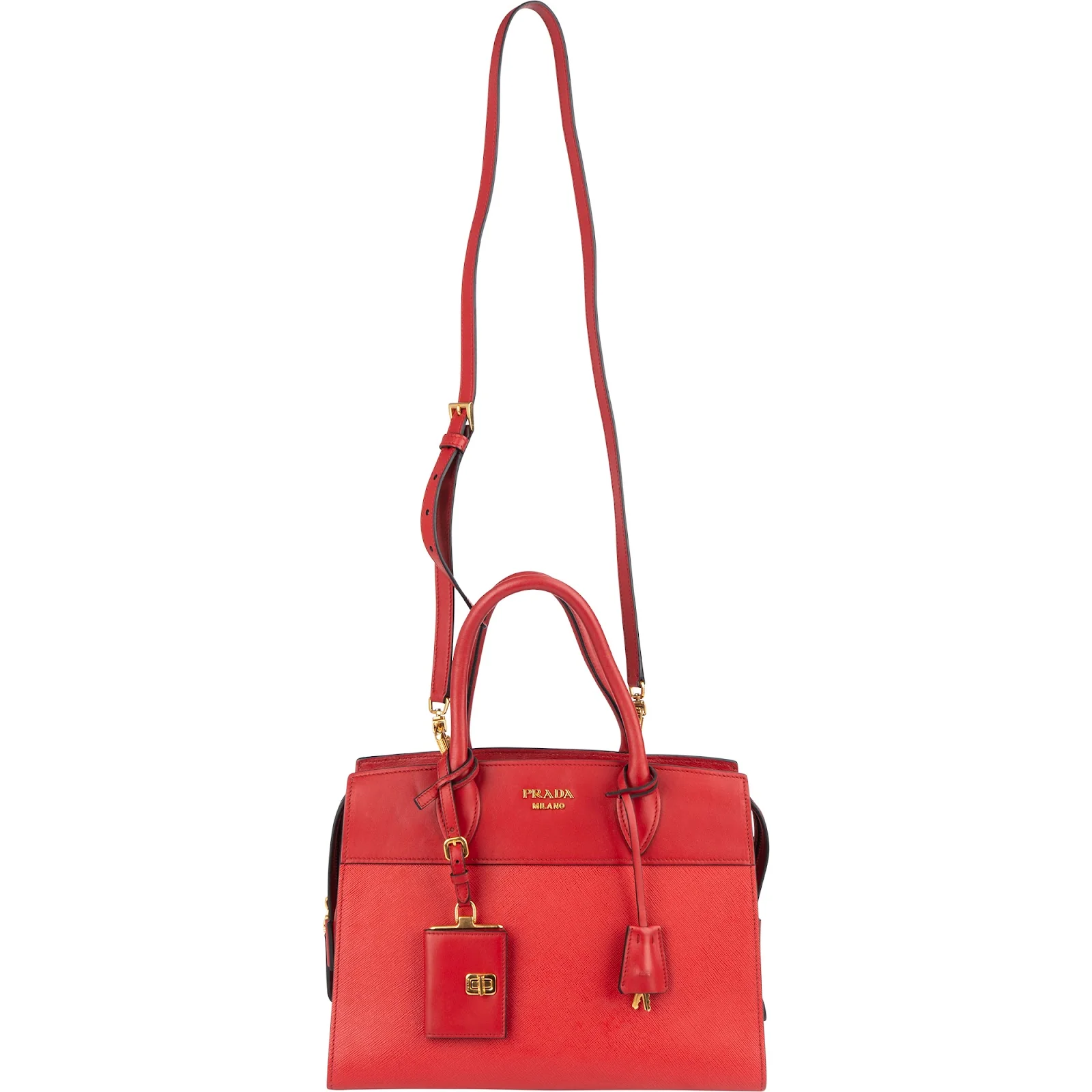 Prada Red Saffiano Leather Esplanade Handbag