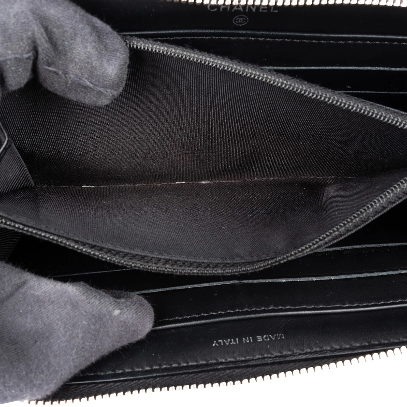 Chanel Quilted Glittered Caviar Leather CC Wallet