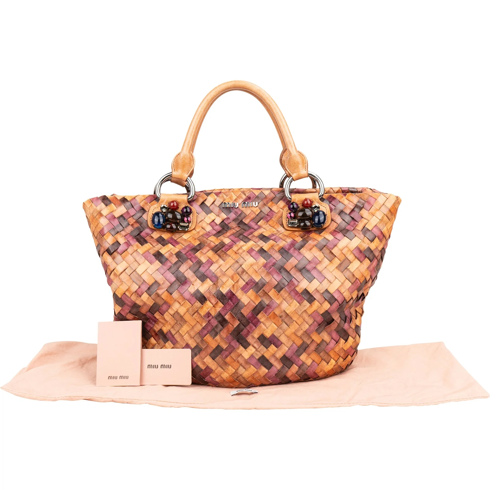 Miu Miu Intrecciato Multicolor Stone Handbag