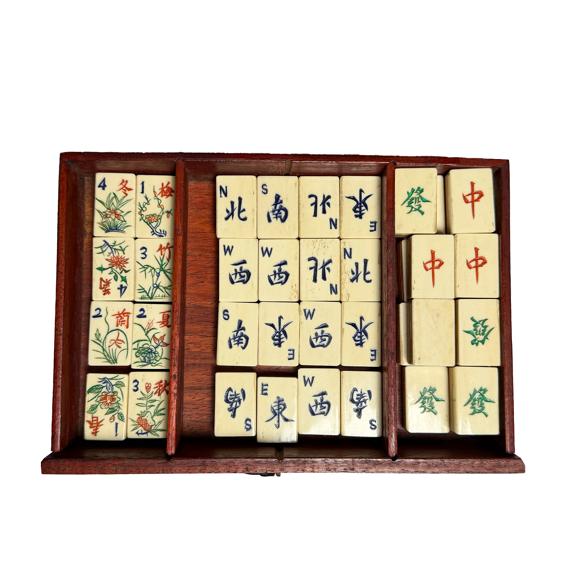 Antikes Mah-Jongg-Spiel in Rosenholz-Box - Anfang des 20. Jahrhunderts