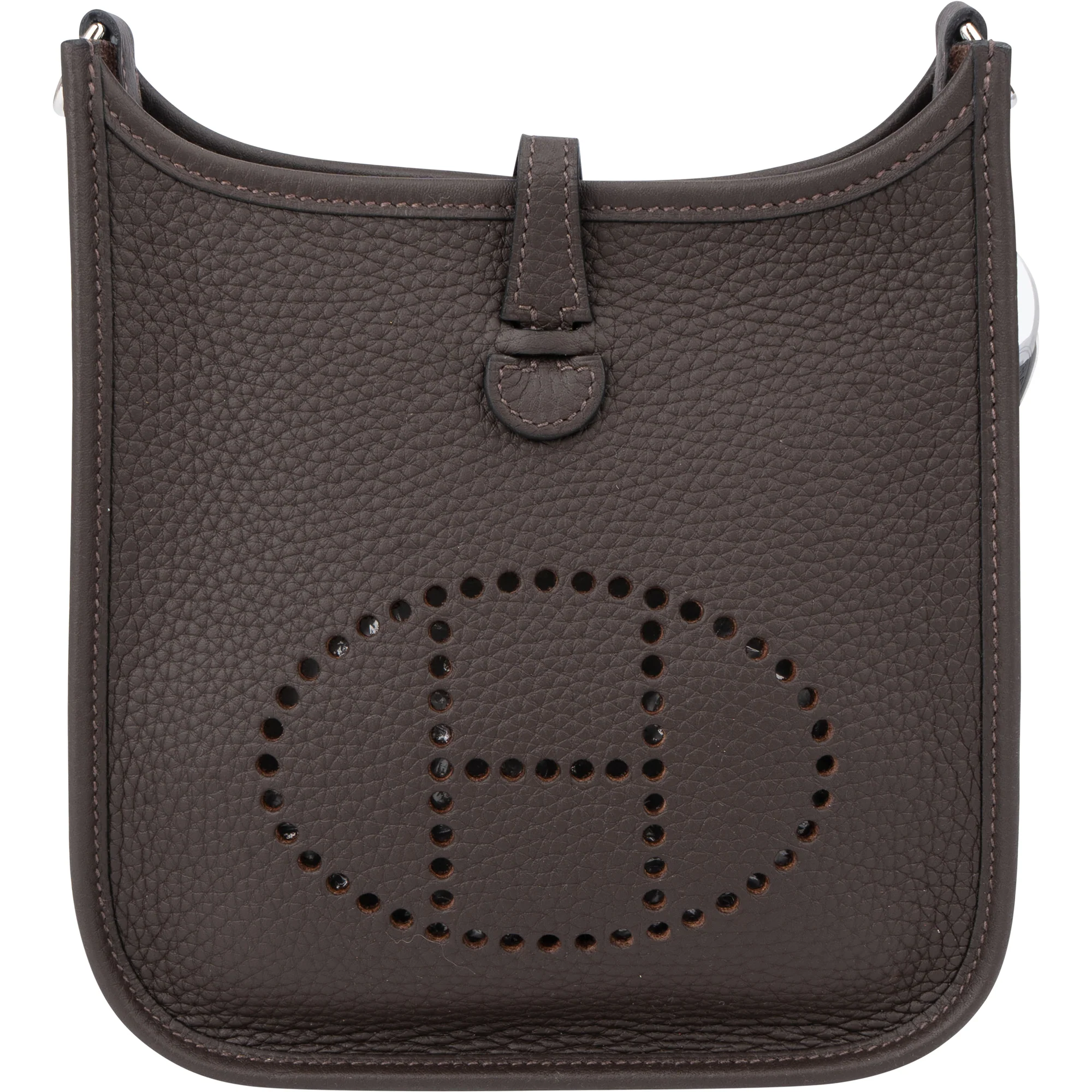 Hermès Brun Clemence Leather Evelyne 16 Crossbody Bag