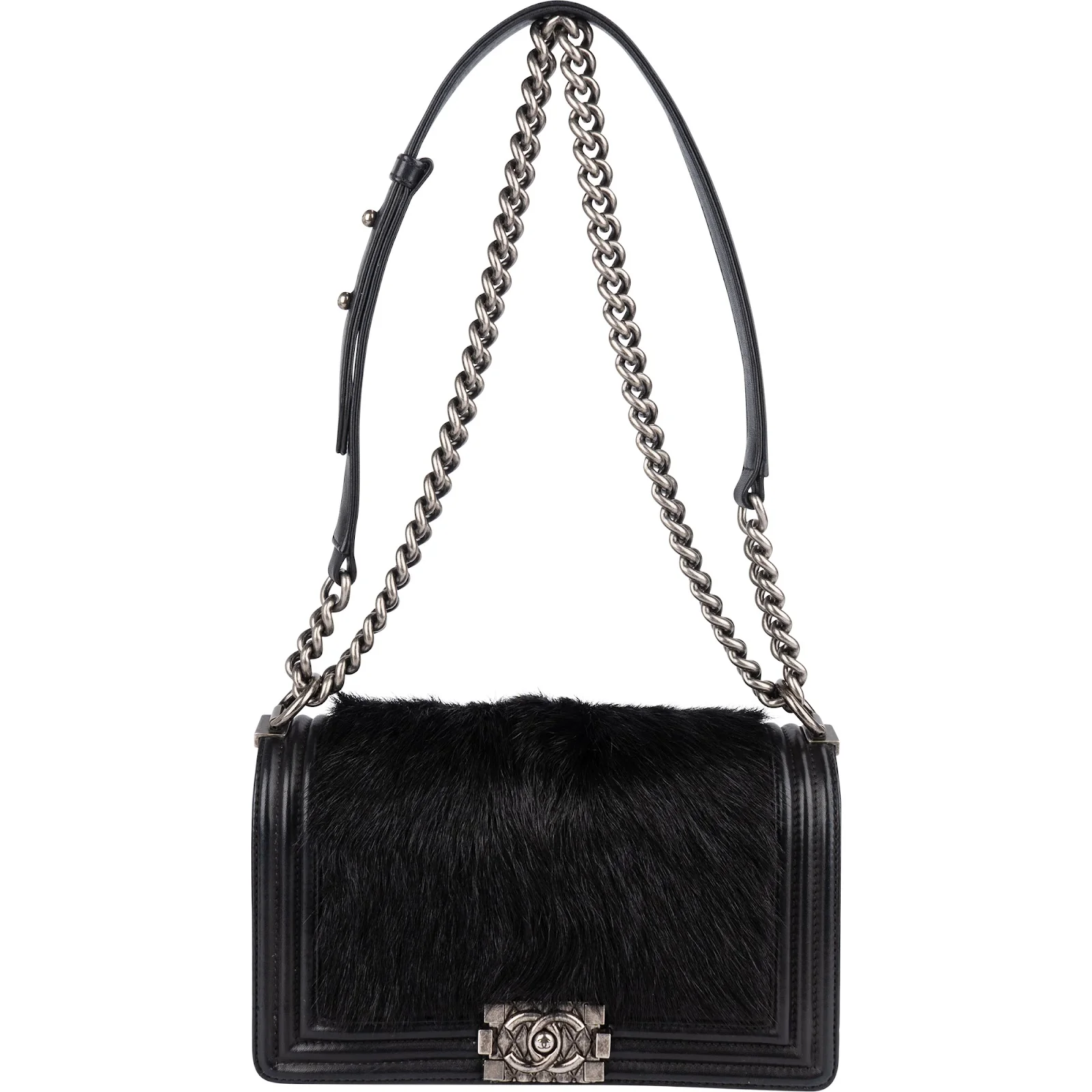 Chanel Goat Hair Medium Boy Single Flap Crossbody Bag