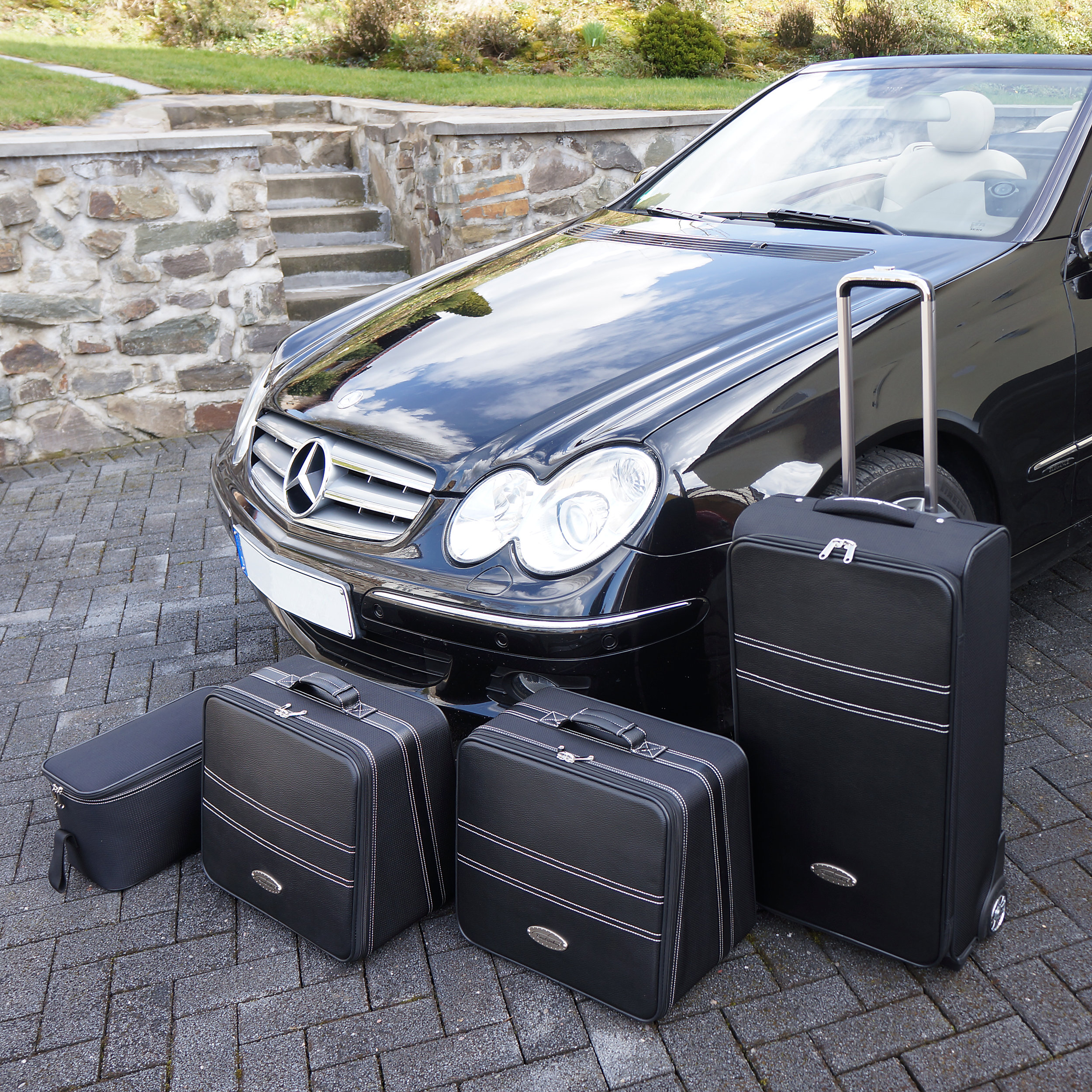 Roadsterbag 4 piece suitcase set with 2 wheels Mercedes CLK Cabrio W208 W209 142 liters