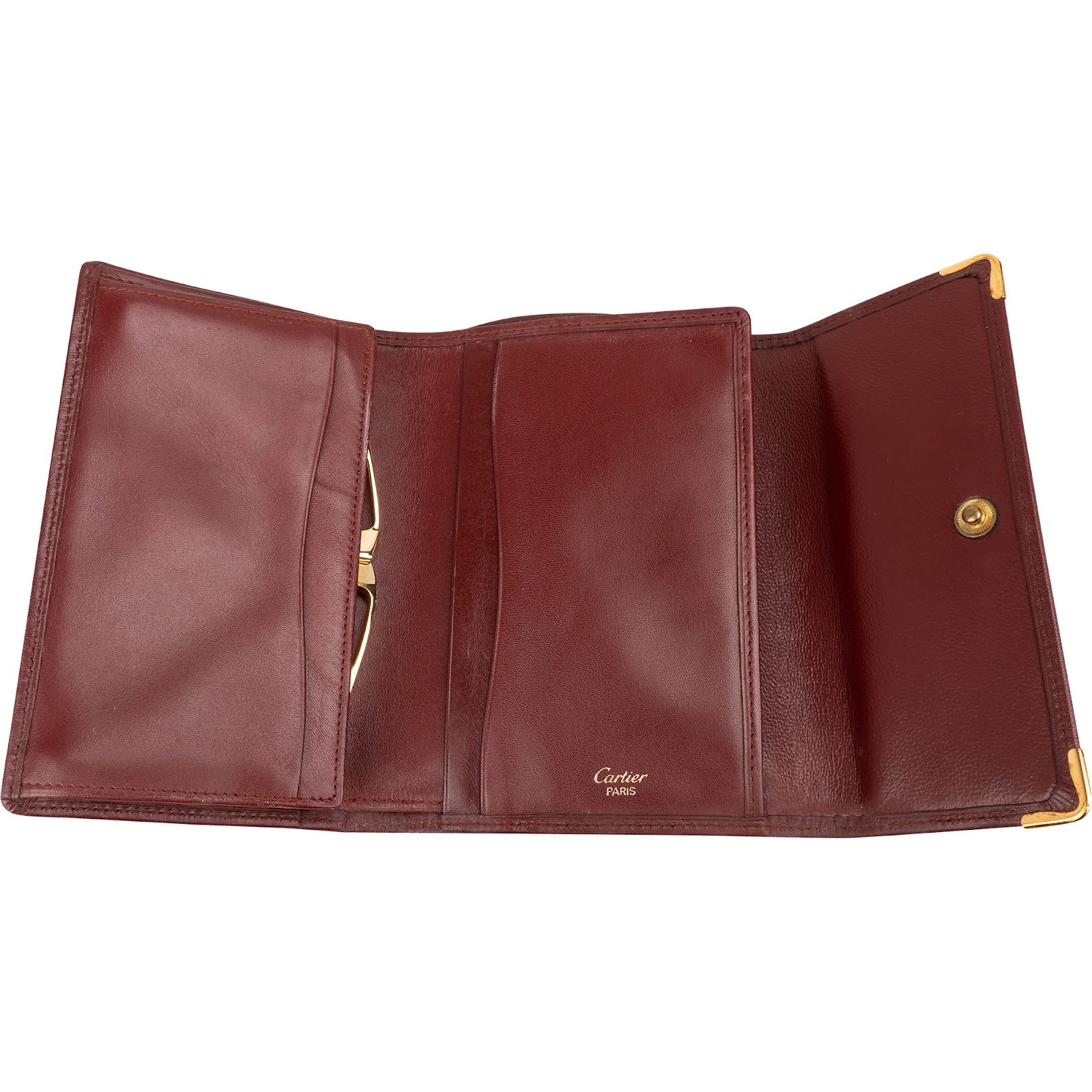 Cartier Bordeaux Leather Flap Wallet