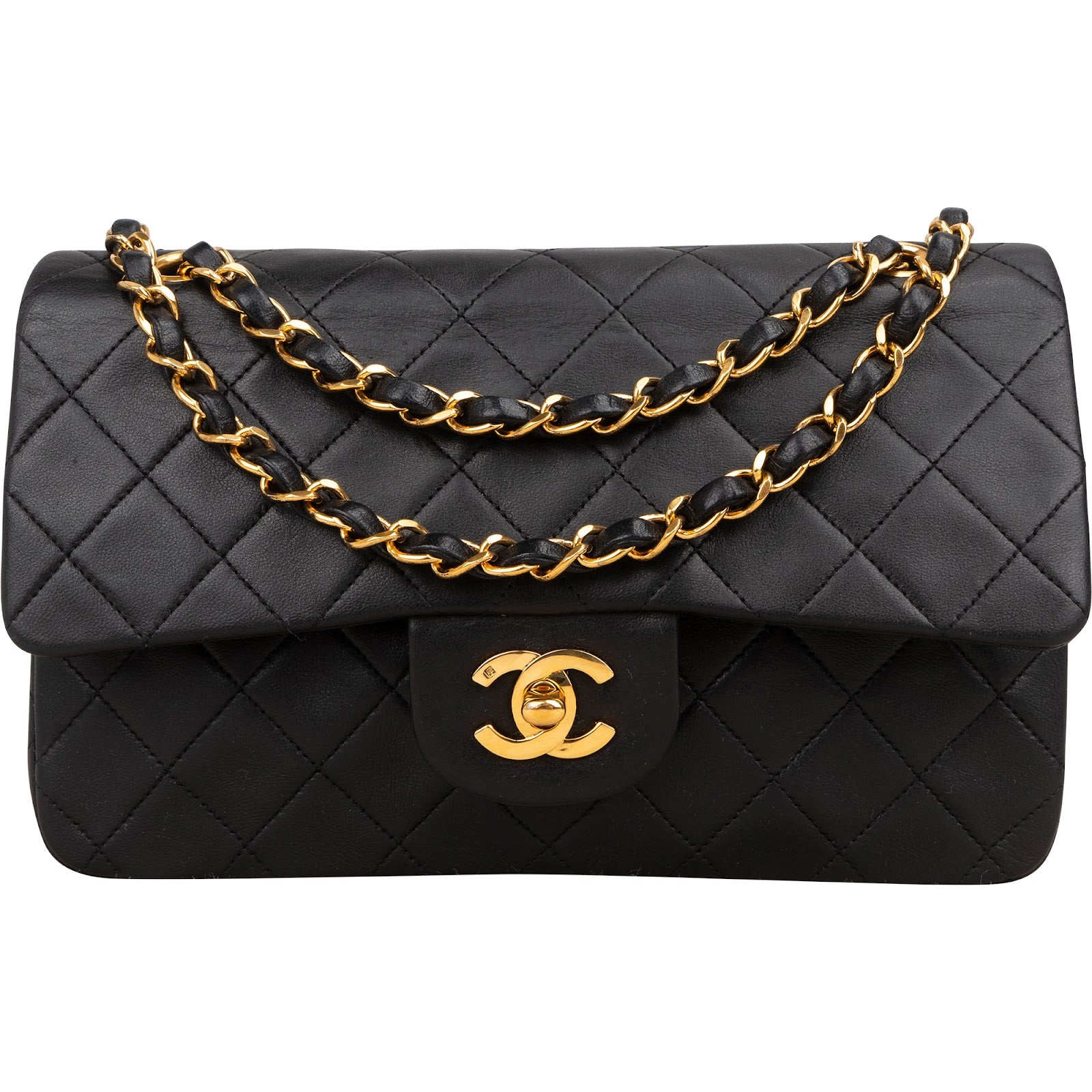 Chanel Quilted Lambskin Small 24K Gold Double Flap Shoulder Bag