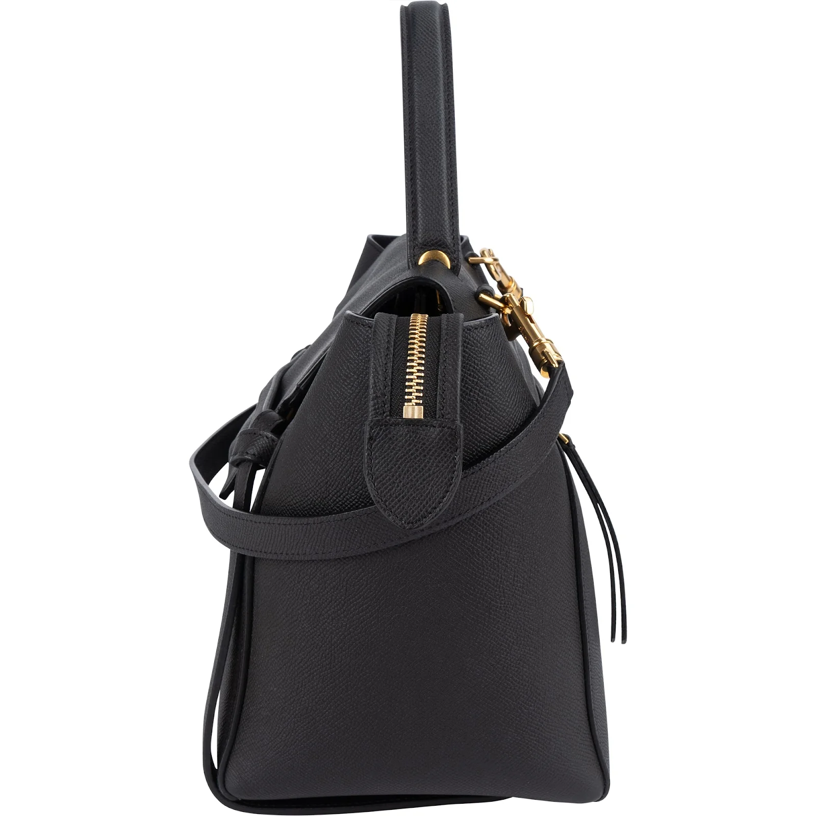 Céline Black Leather Grained Calfskin Belt Handbag
