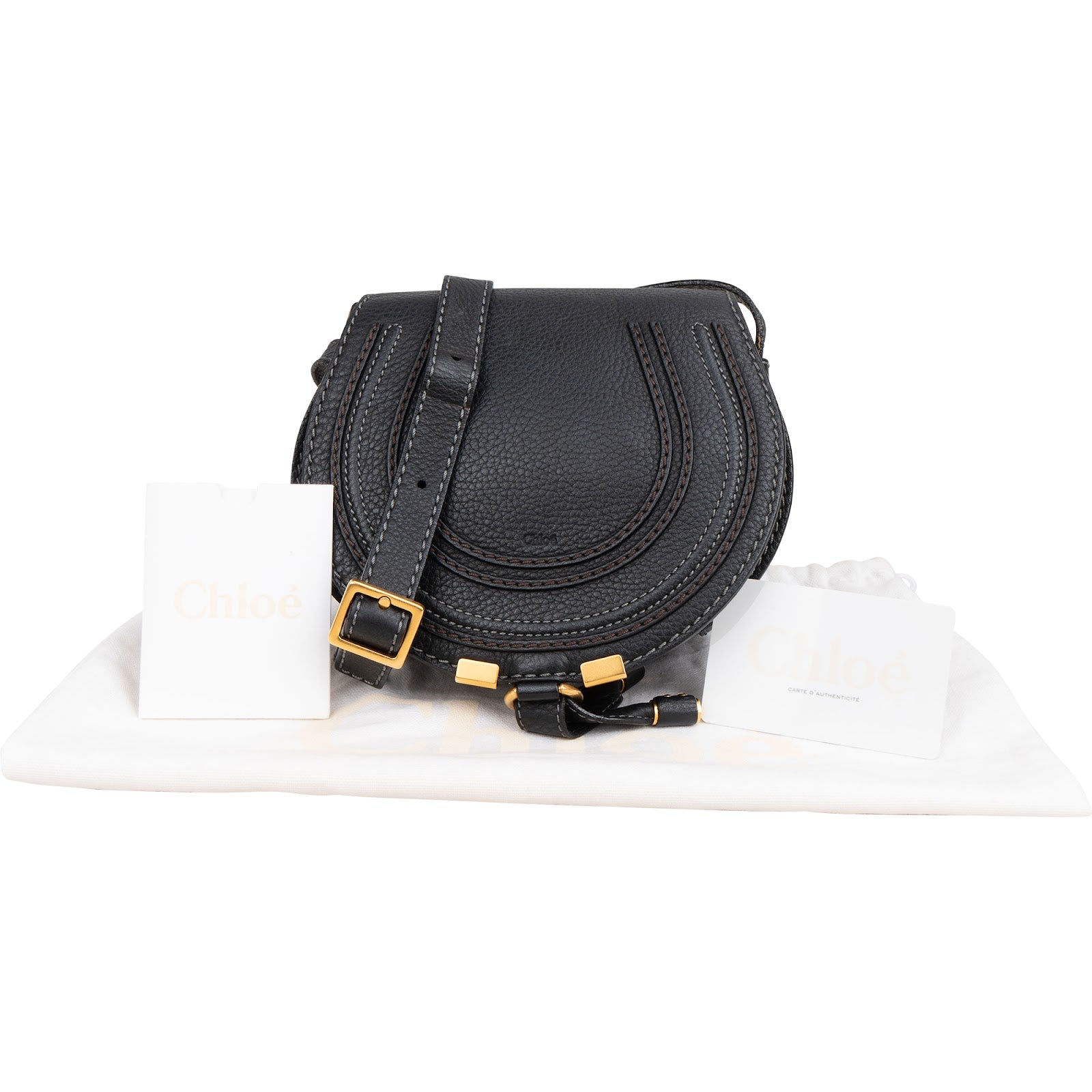 Chloé Grained Calfskin Marcie Mini Saddle Crossbody Bag