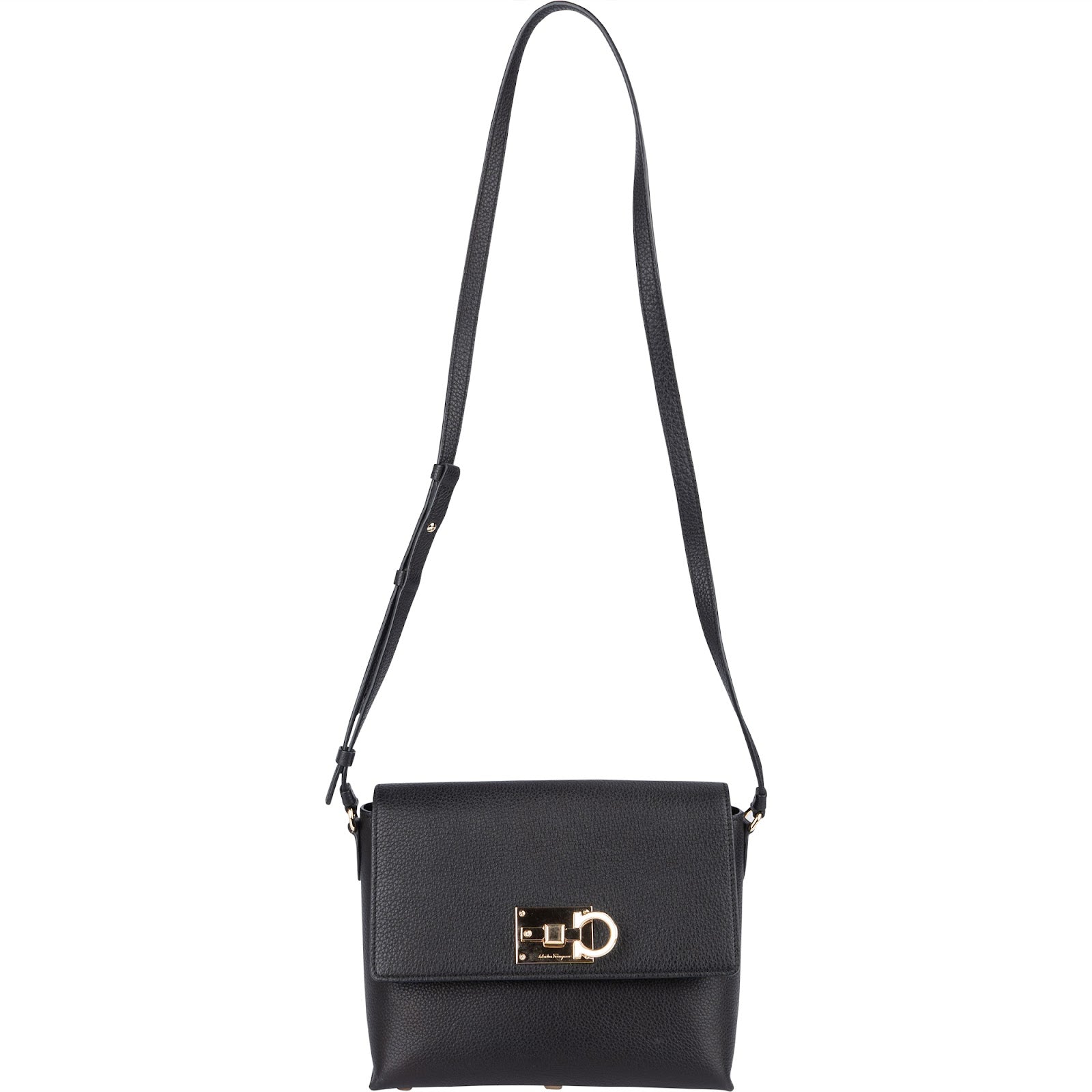 Salvatore Ferragamo Pebbled Leather Gancini Flap Crossbody Bag