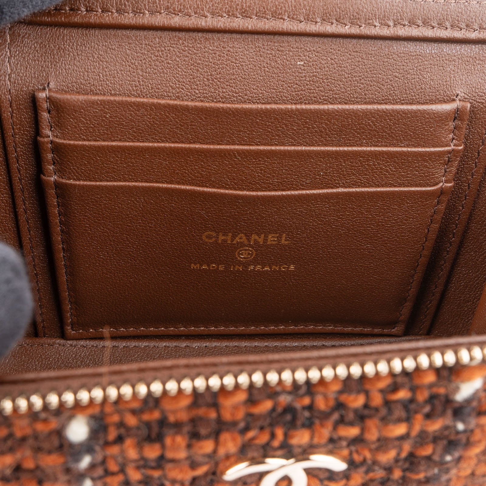 Chanel Stitching Tweed Vanity Case Crossbody Bag